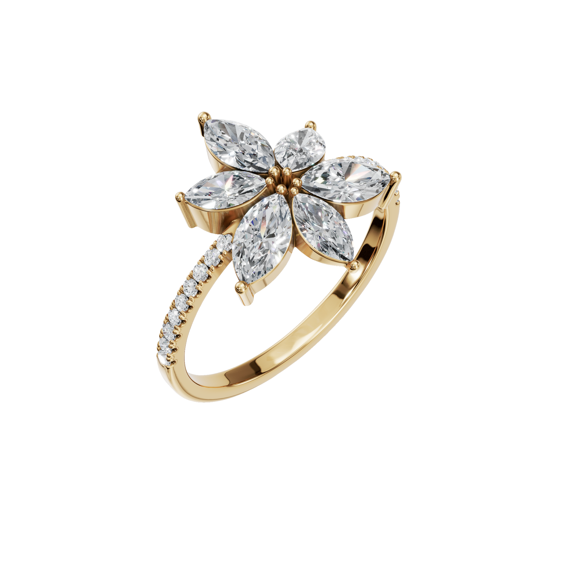 1.13 CTW Statement Diamond Ring – Floral Design in Gold