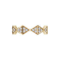 Round Cut Diamond Prong Set Geometric Stackable Band In Solid Gold