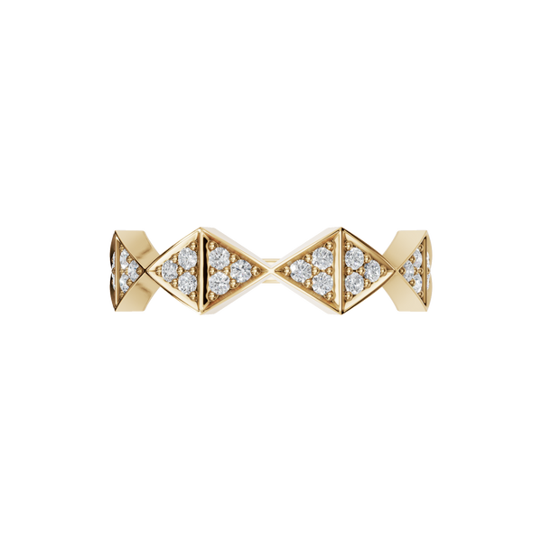 0.24 Ct Round Diamond Geometric Band Ring in 14K Yellow Gold