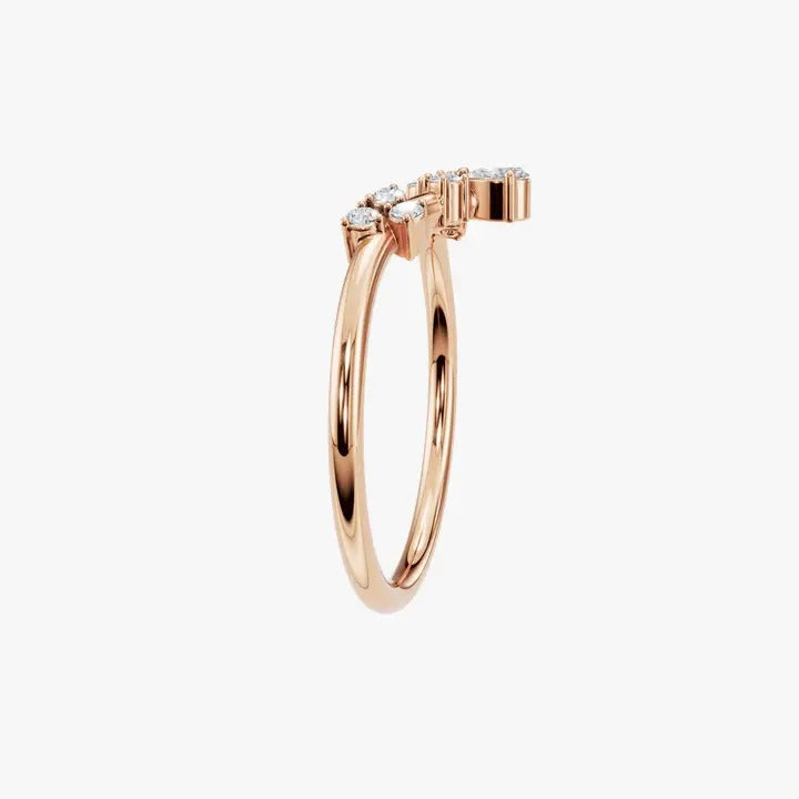 Diamond V-Shape Cluster Ring in 14K Yellow Gold