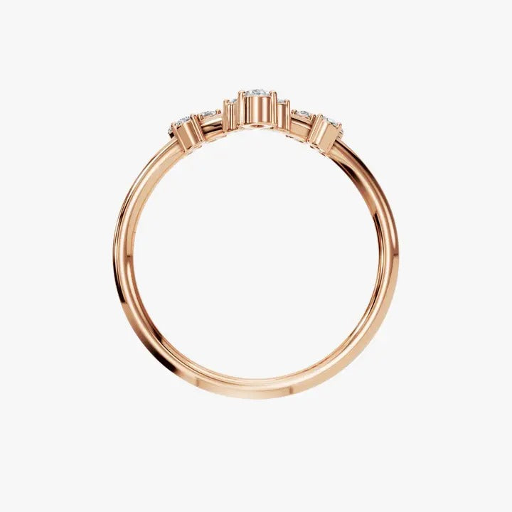 Diamond V-Shape Cluster Ring in 14K Yellow Gold