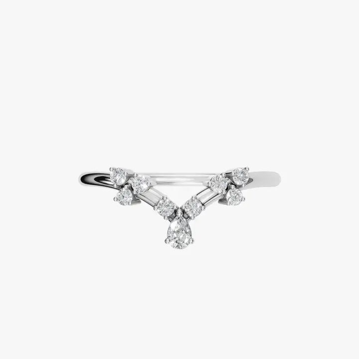 Diamond V-Shape Cluster Ring in 14K Yellow Gold