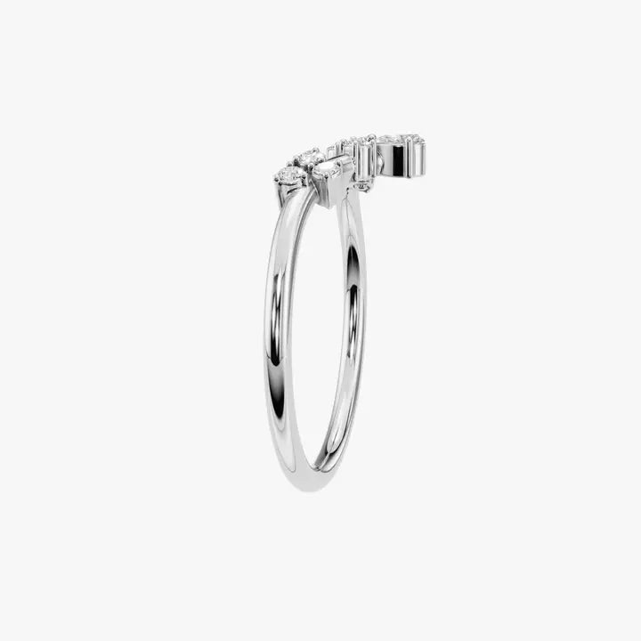Diamond V-Shape Cluster Ring in 14K Yellow Gold