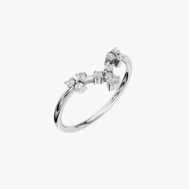 Diamond V-Shape Cluster Ring in 14K Yellow Gold