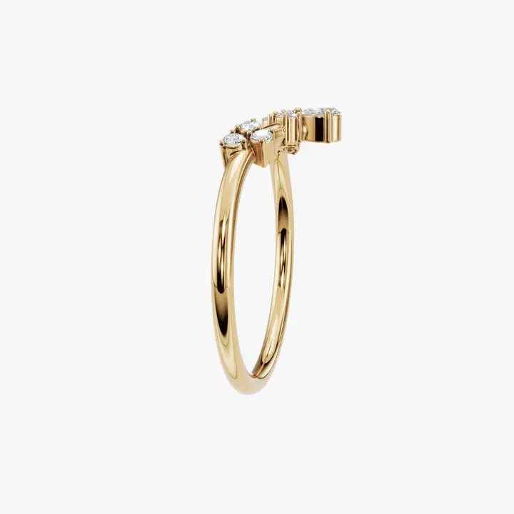 Diamond V-Shape Cluster Ring in 14K Yellow Gold