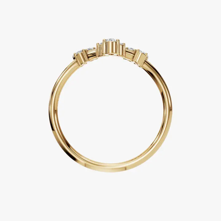 Diamond V-Shape Cluster Ring in 14K Yellow Gold