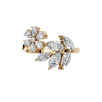 1.22 CTW Round Pear Marquise Diamond Floral Cluster Ring in Gold
