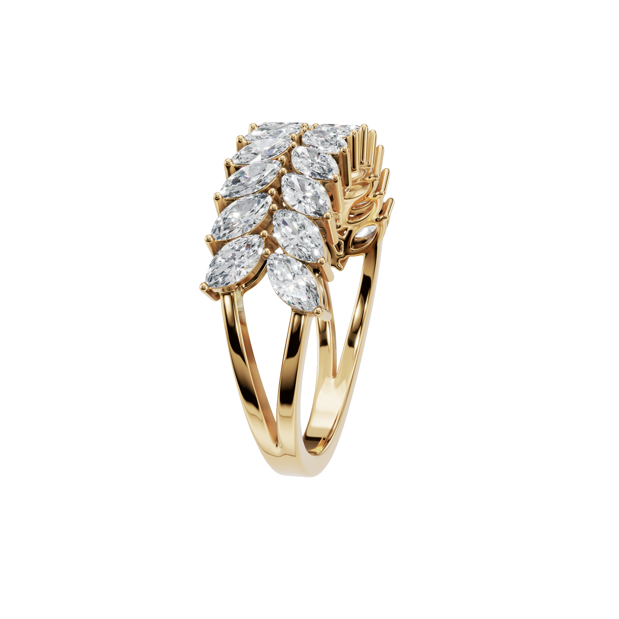 1.32 CTW Marquise Cut Diamond Ring – Luxury Stacking Eternity Band in 14K Yellow Gold