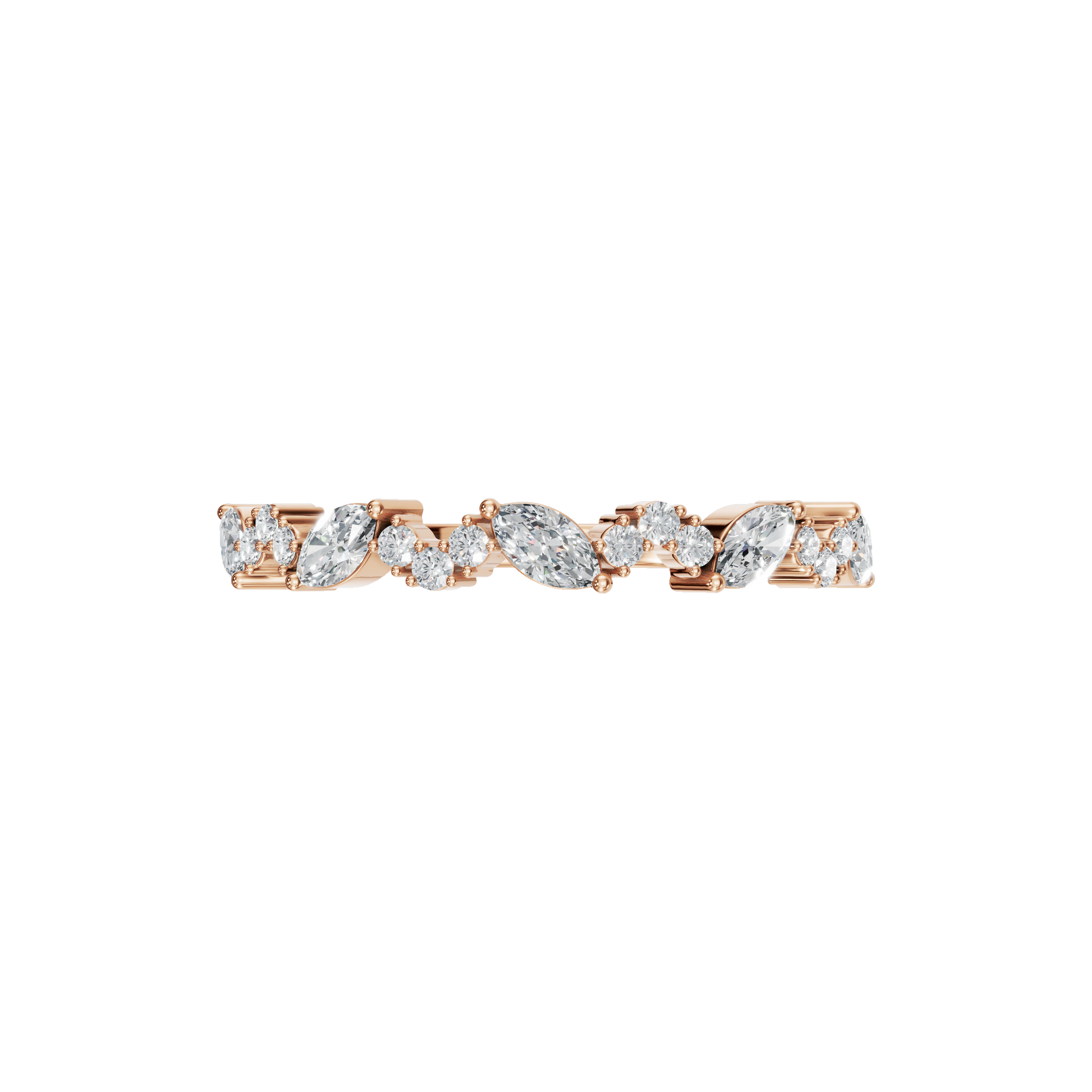 0.31 CTW Elegant Alternating Diamond Band, Minimalist Gold Wedding Ring