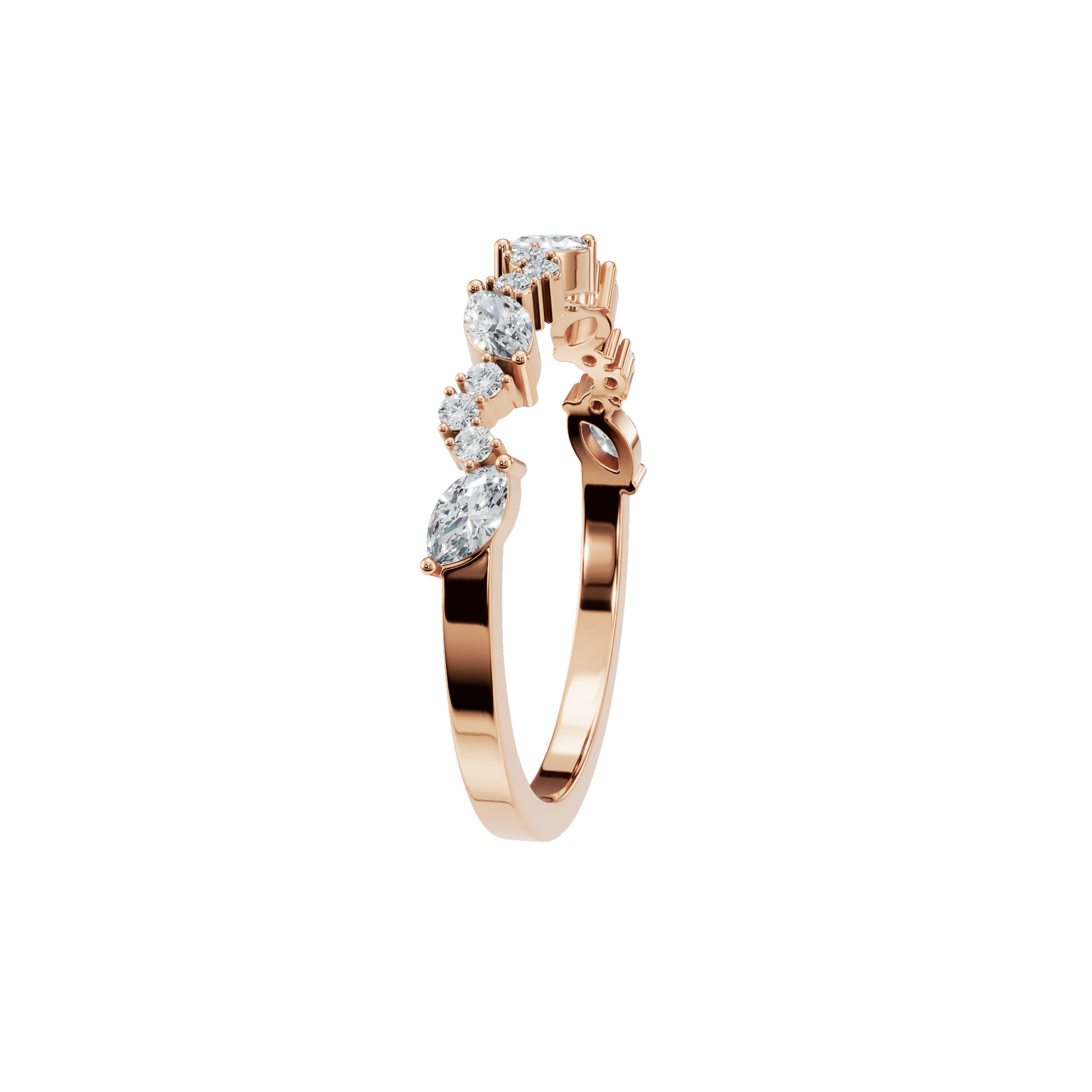0.31 CTW Elegant Alternating Diamond Band, Minimalist Gold Wedding Ring