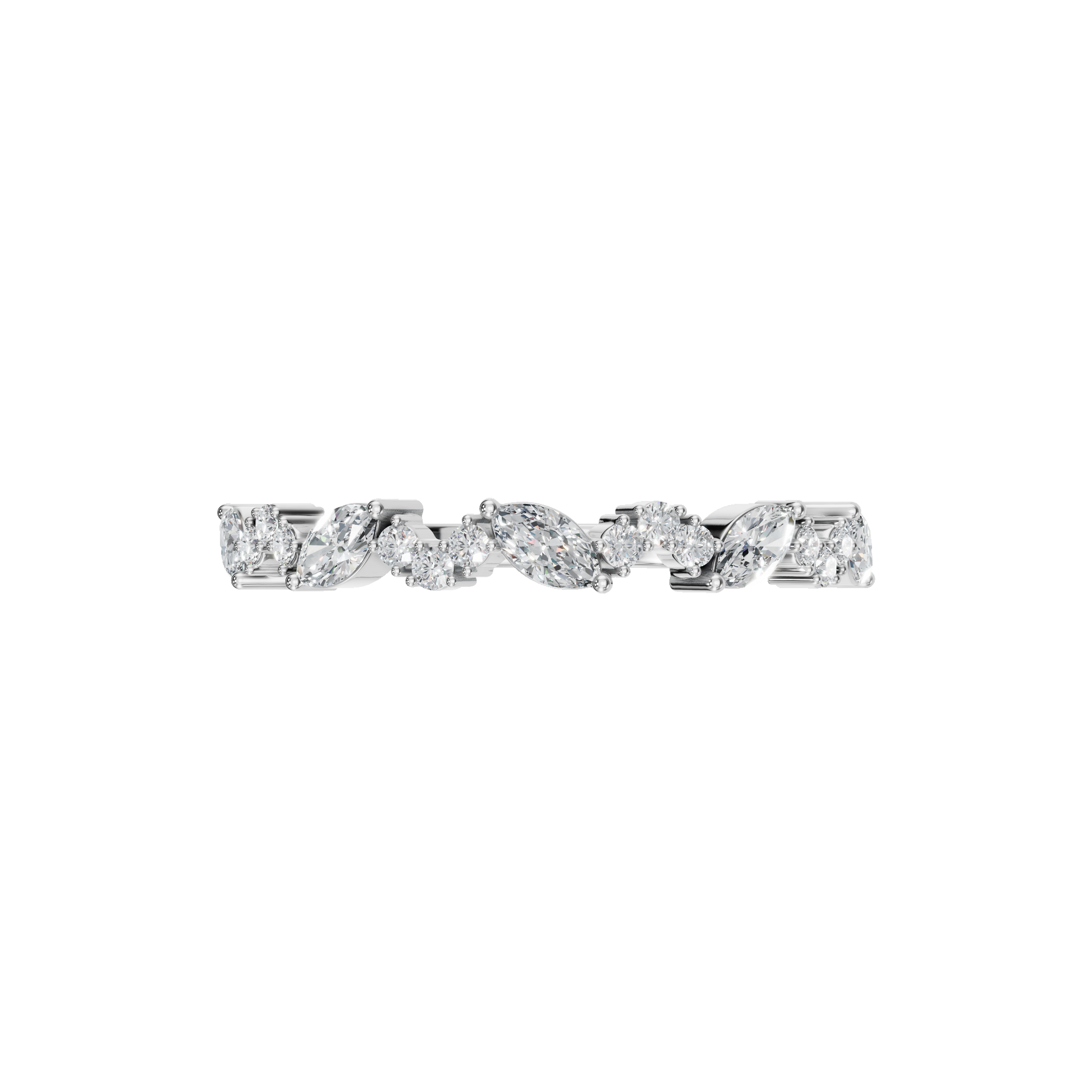 0.31 CTW Elegant Alternating Diamond Band, Minimalist Gold Wedding Ring