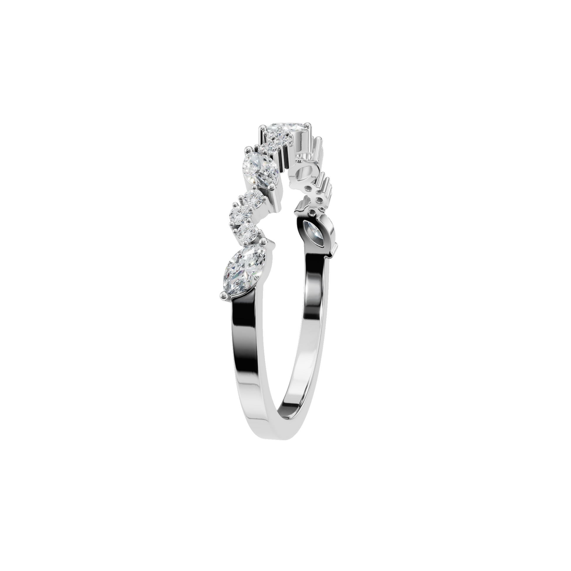 0.31 CTW Elegant Alternating Diamond Band, Minimalist Gold Wedding Ring