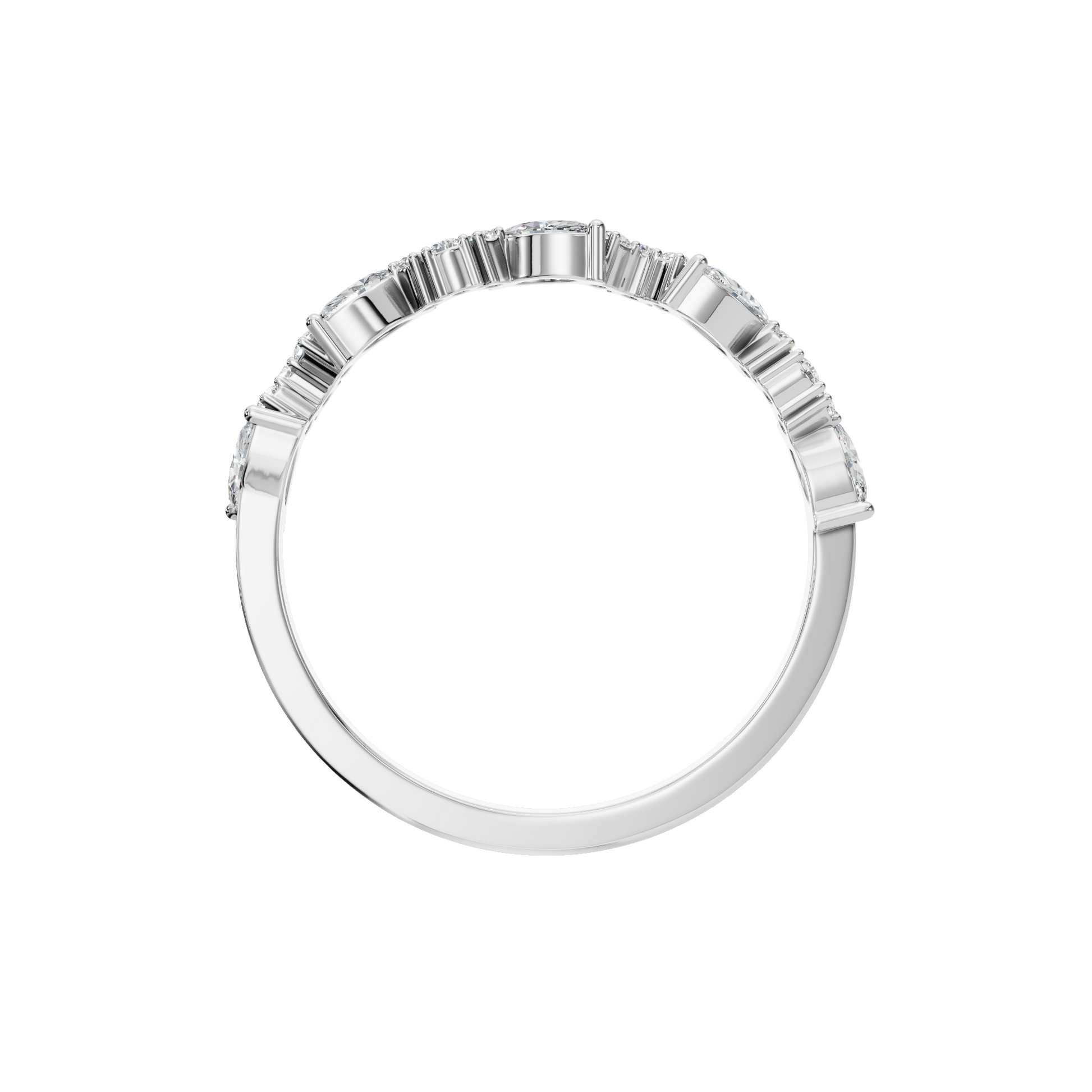 0.31 CTW Elegant Alternating Diamond Band, Minimalist Gold Wedding Ring