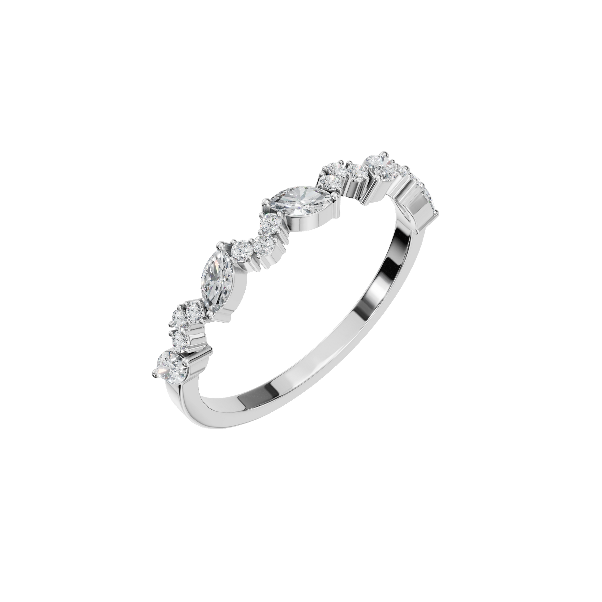 0.31 CTW Elegant Alternating Diamond Band, Minimalist Gold Wedding Ring