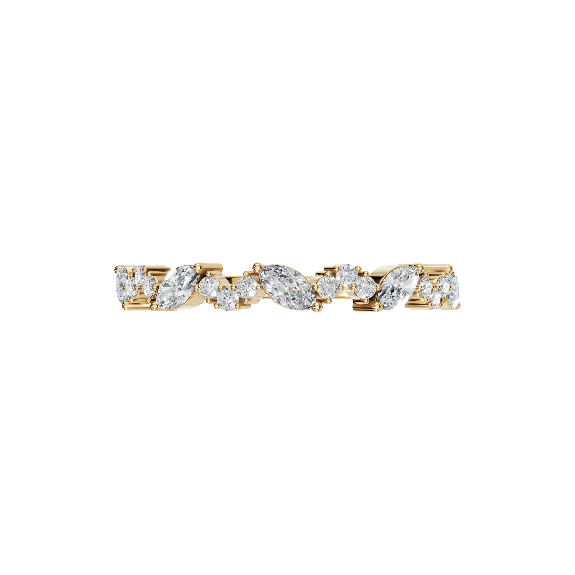 0.31 CTW Elegant Alternating Diamond Band, Minimalist Gold Wedding Ring