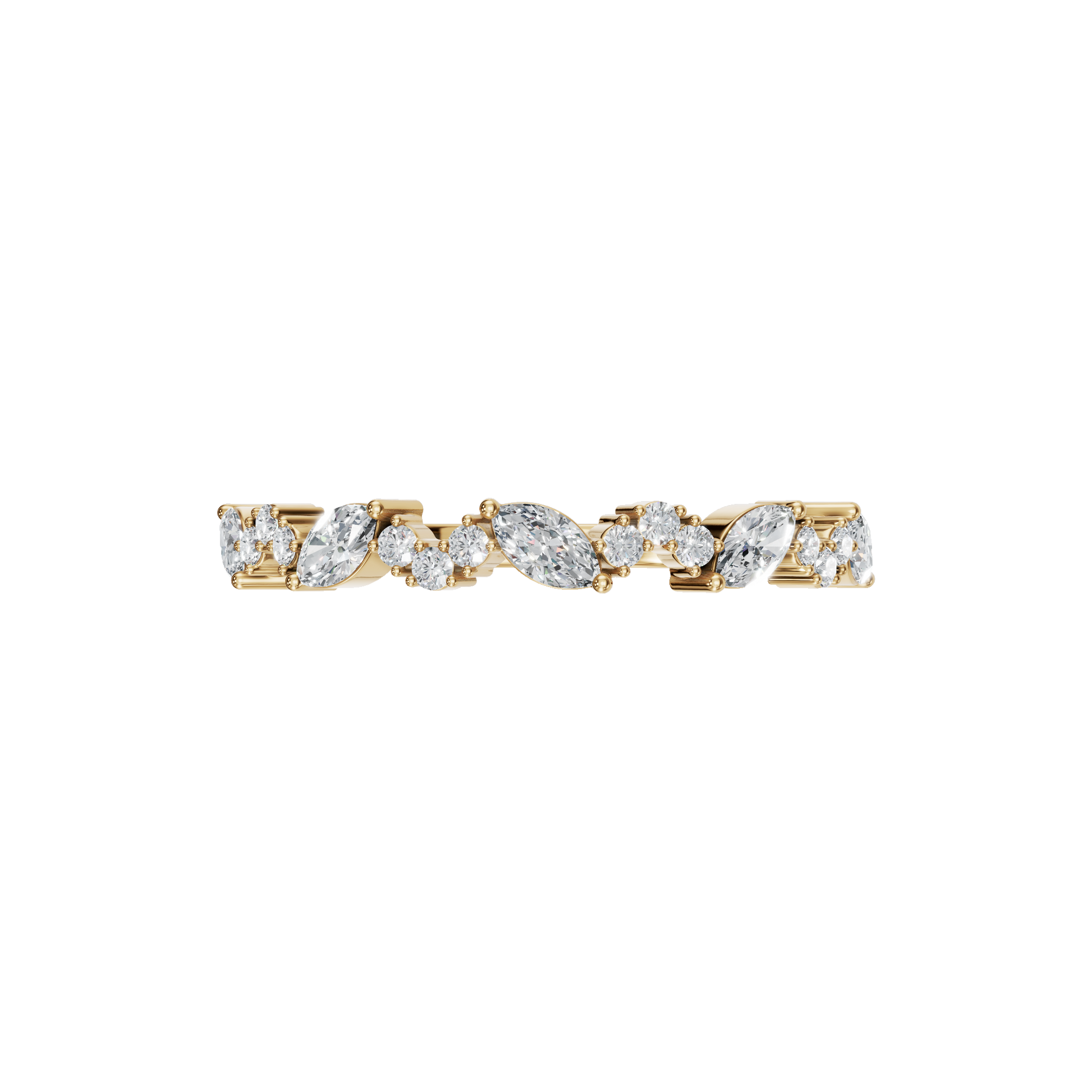 0.31 CTW Elegant Alternating Diamond Band, Minimalist Gold Wedding Ring