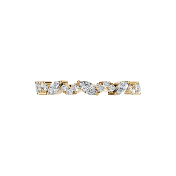 Elegant Alternating Lab Diamond Minimalist Gold Wedding Ring in 14K