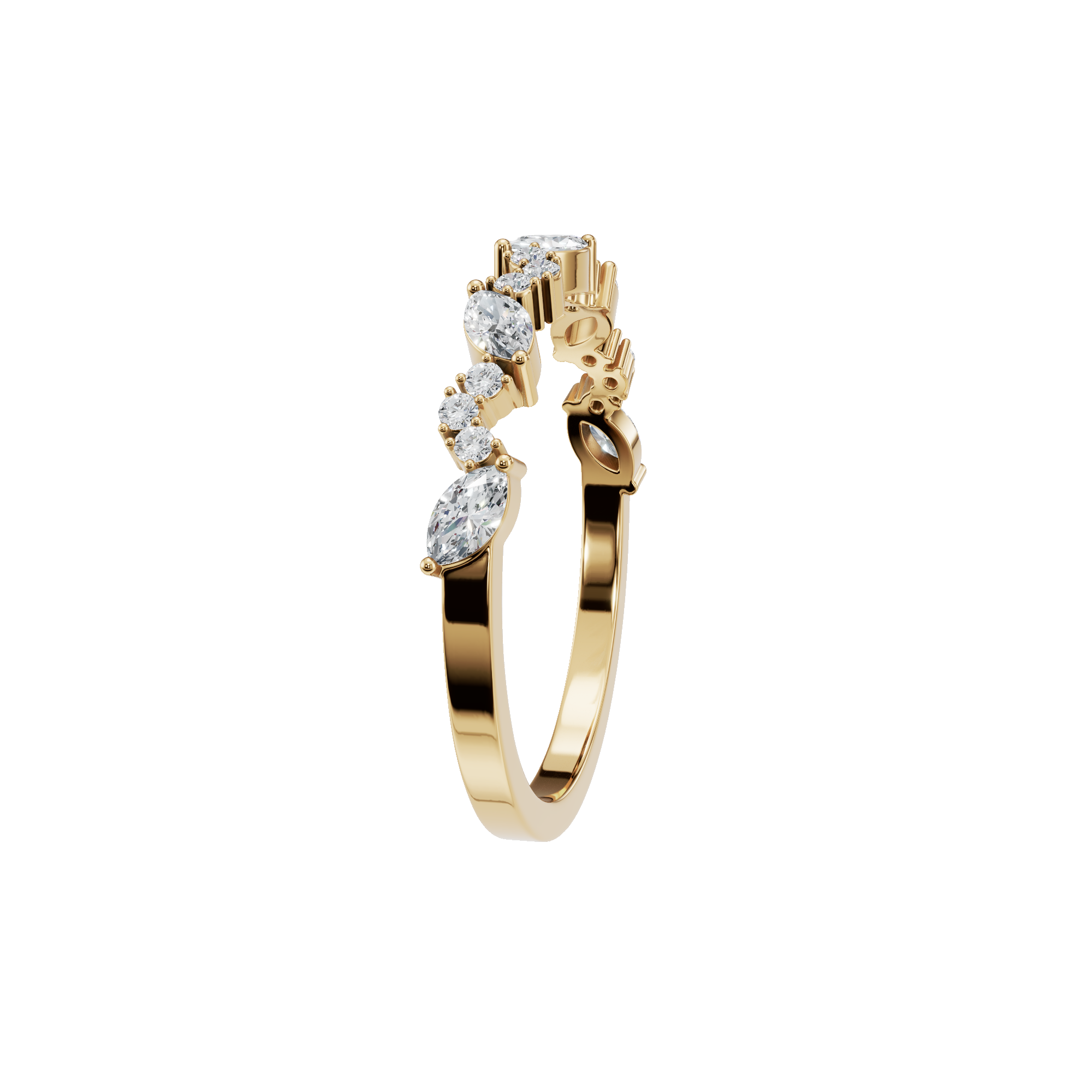 0.31 CTW Elegant Alternating Diamond Band, Minimalist Gold Wedding Ring