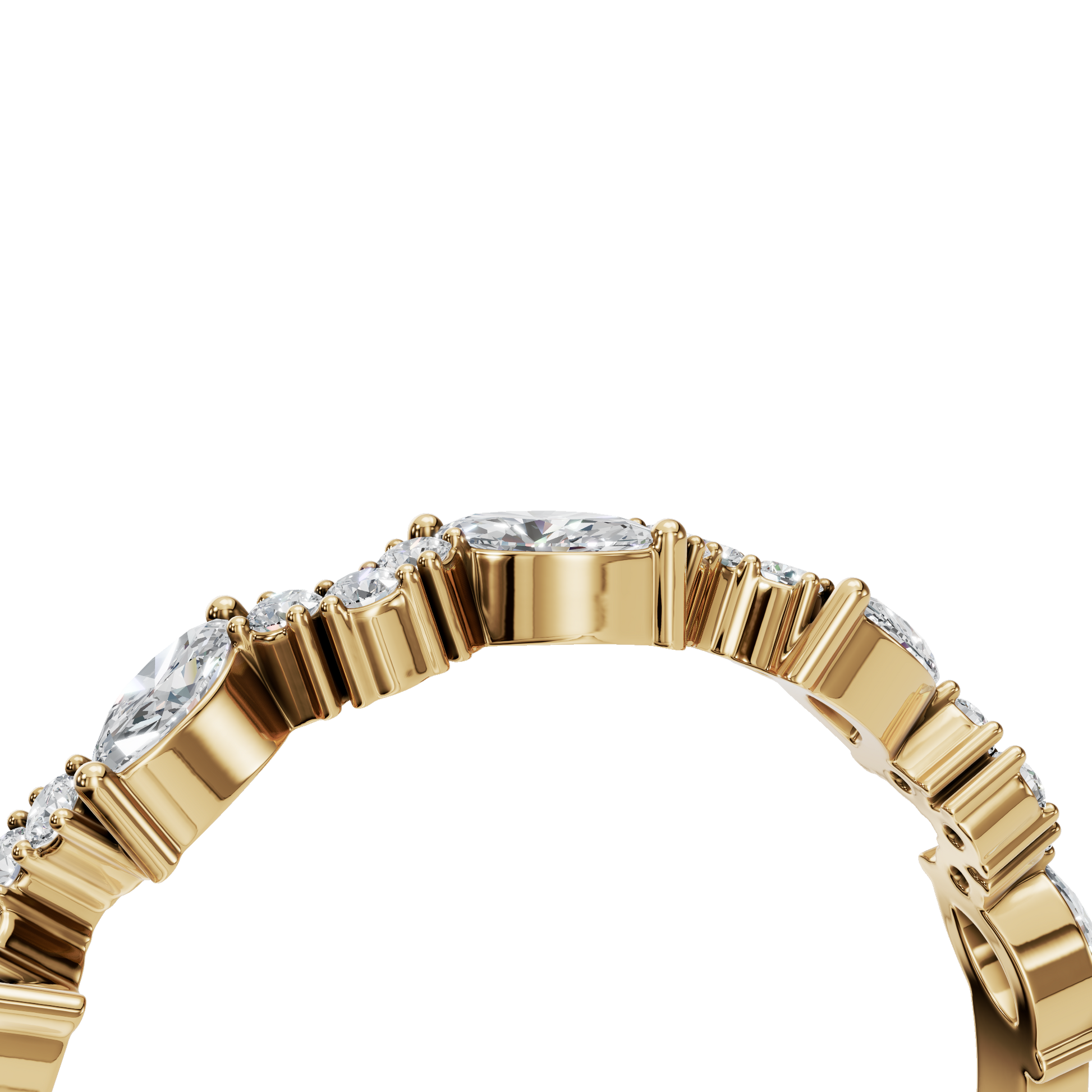 0.31 CTW Elegant Alternating Diamond Band, Minimalist Gold Wedding Ring