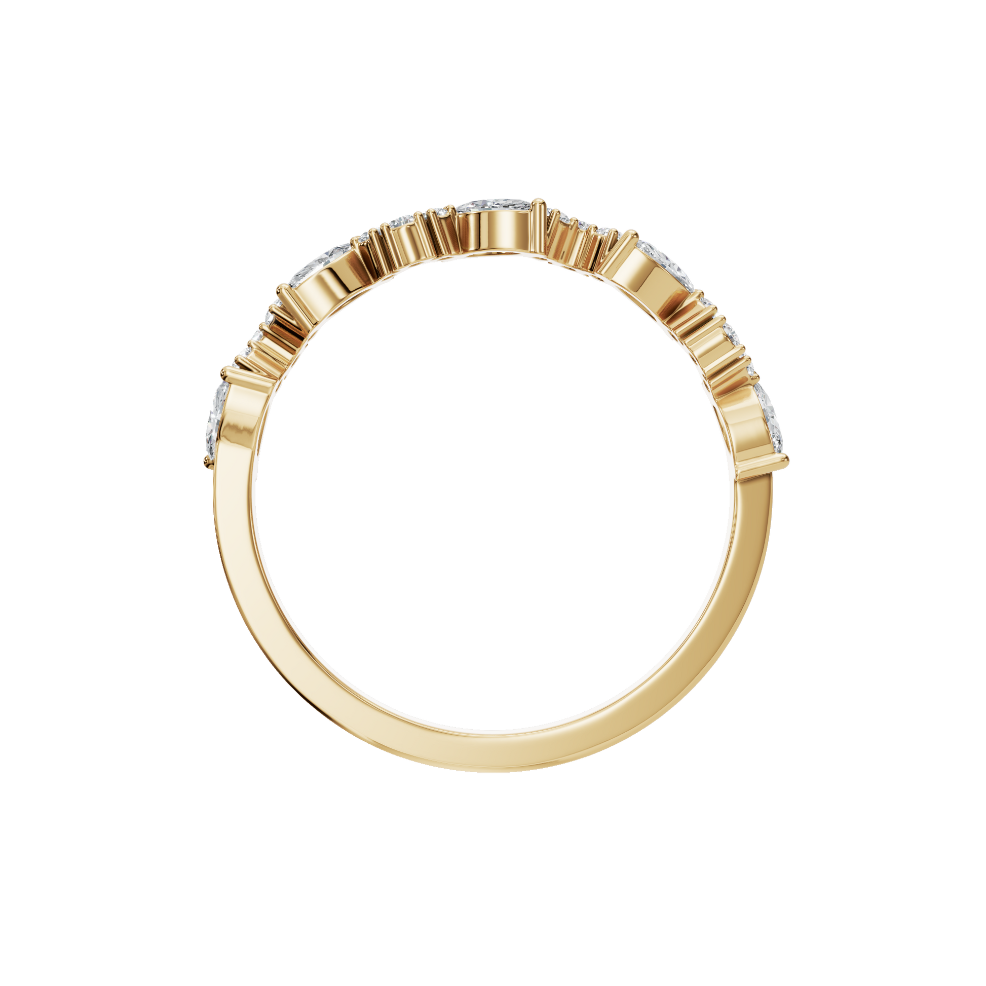 0.31 CTW Elegant Alternating Diamond Band, Minimalist Gold Wedding Ring