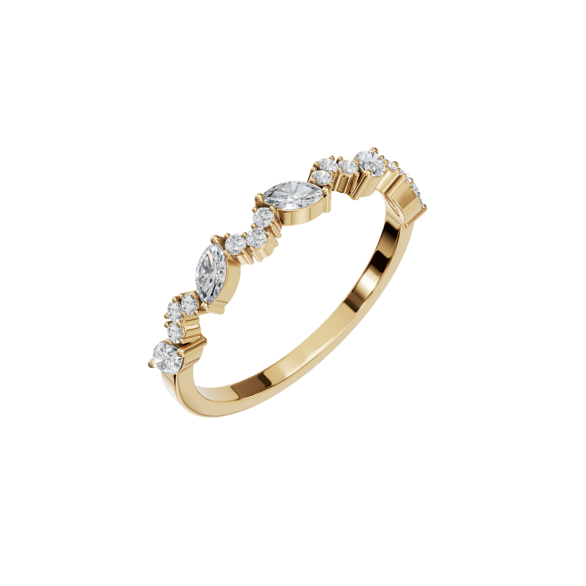 0.31 CTW Elegant Alternating Diamond Band, Minimalist Gold Wedding Ring