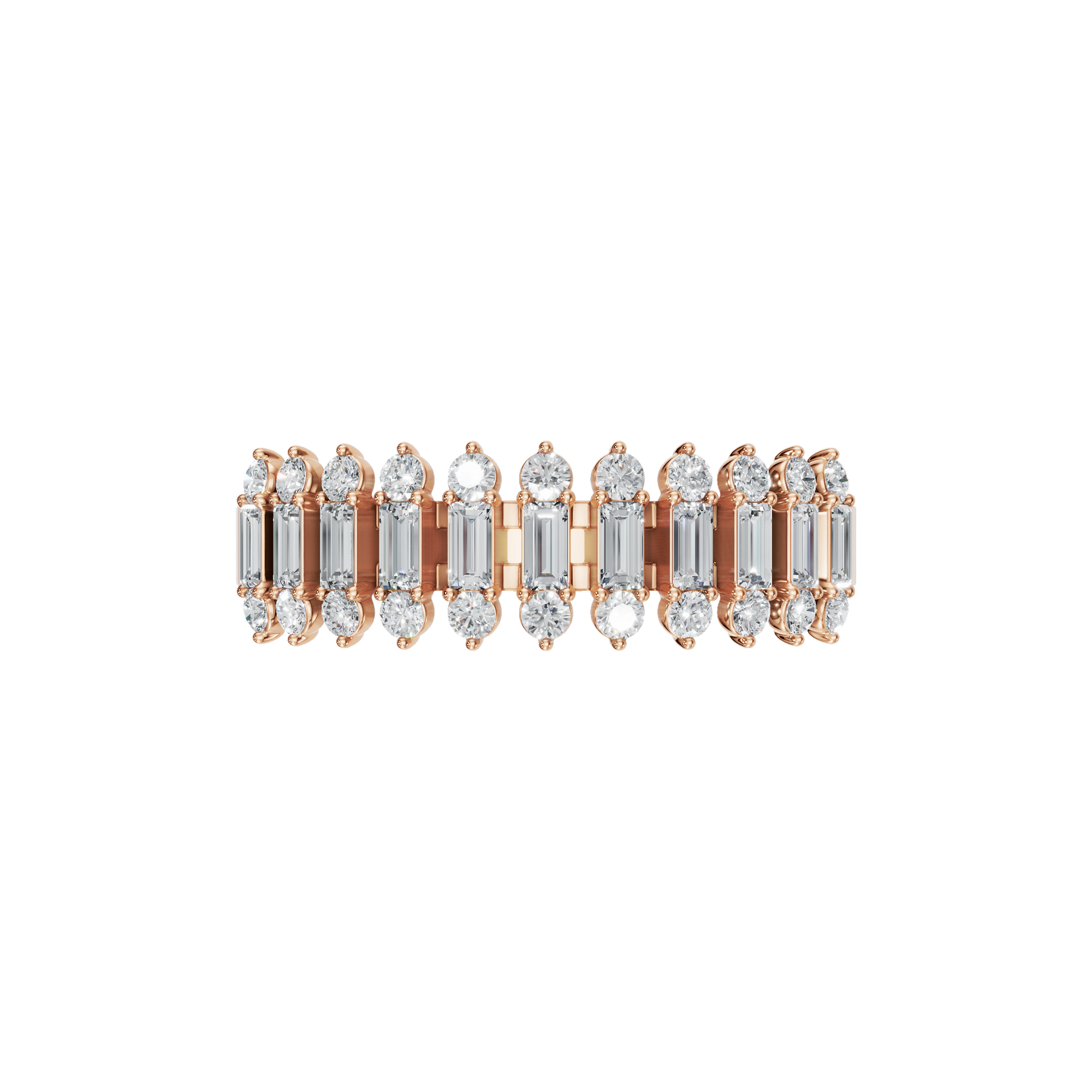 Baguette Lab Grown Diamond Ring with Round Accent Stones
