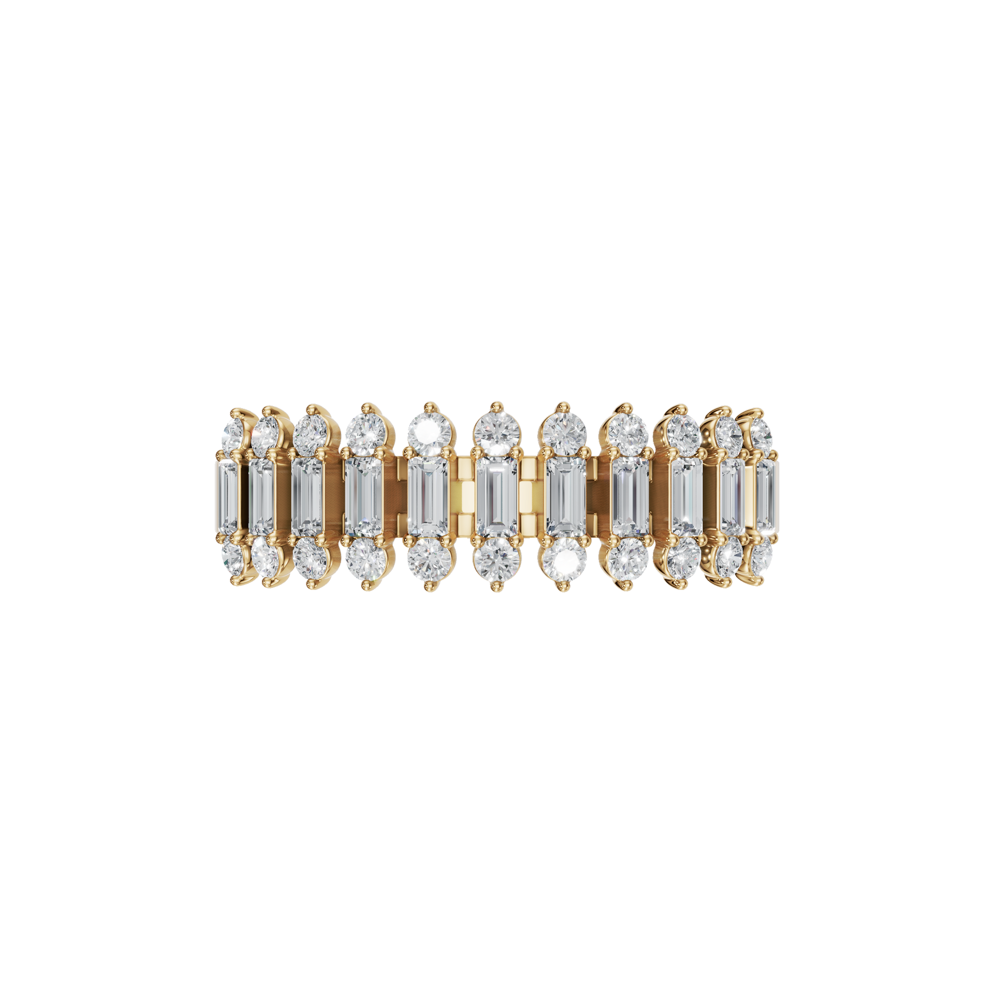 Baguette Lab Grown Diamond Ring with Round Accent Stones