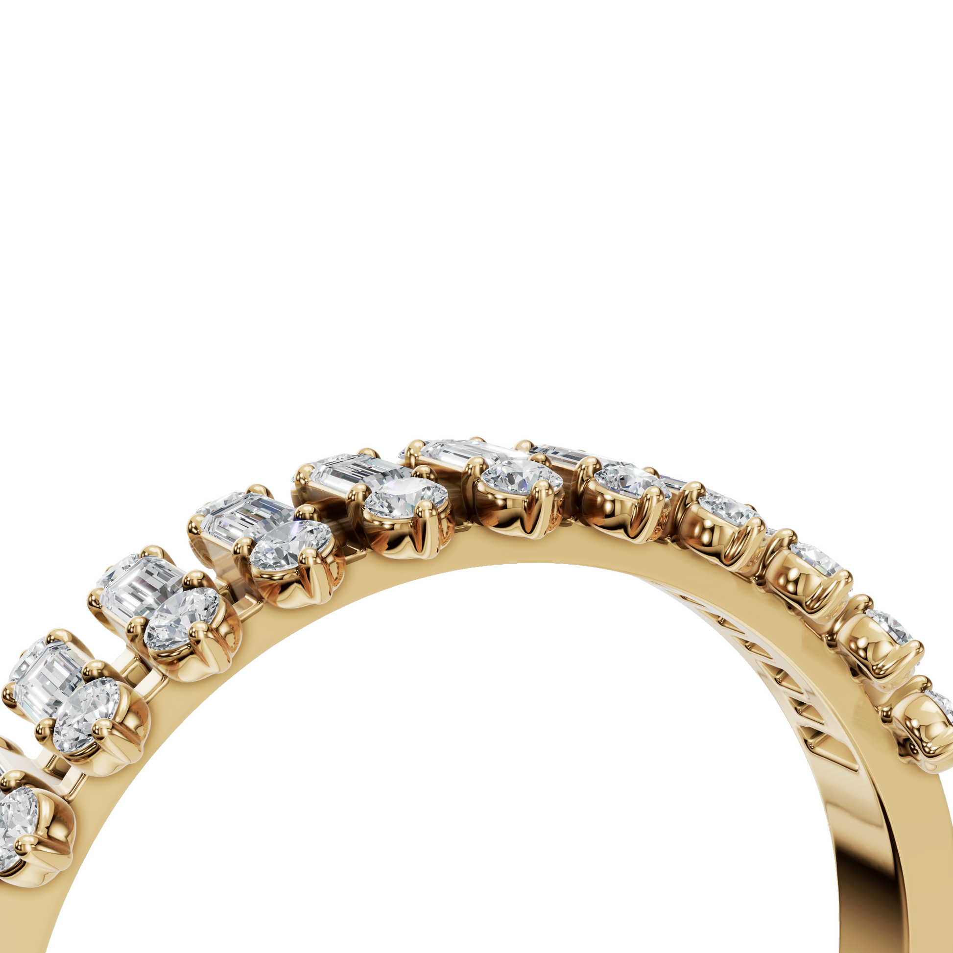 Baguette Lab Grown Diamond Ring with Round Accent Stones