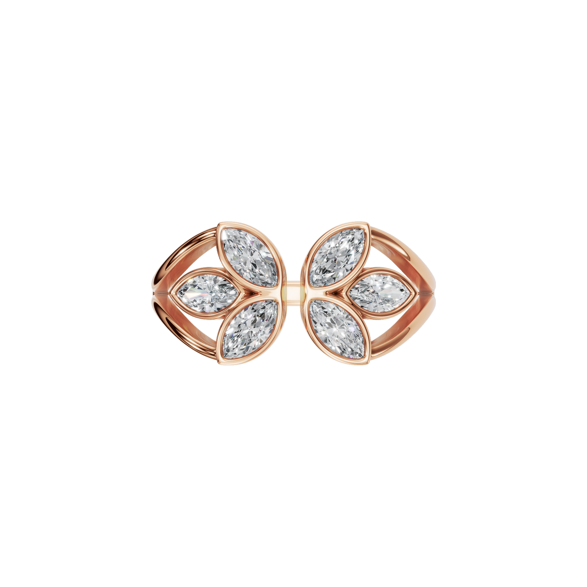 0.65 CTW Marquise Diamond Open Floral Ring