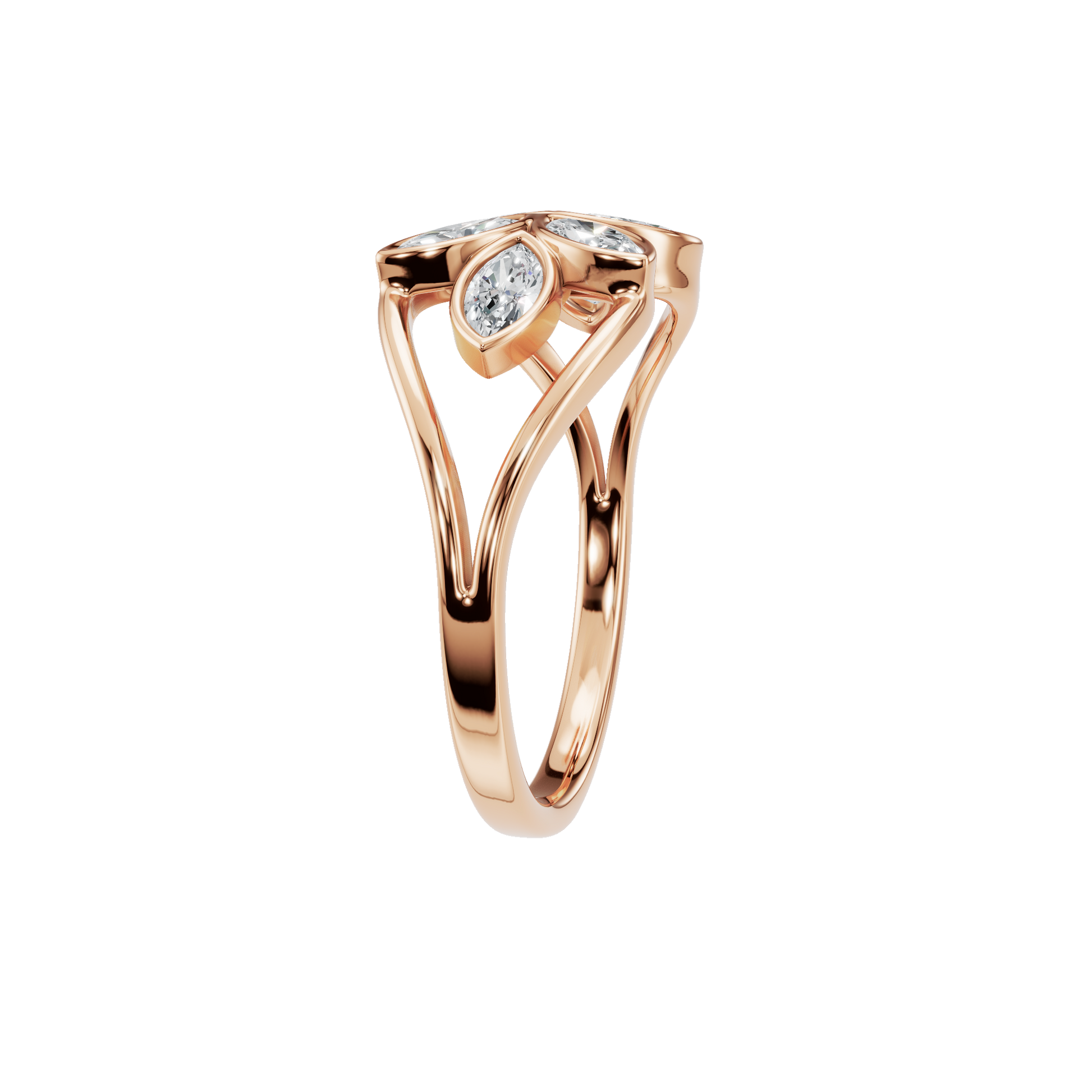 0.65 CTW Marquise Diamond Open Floral Ring