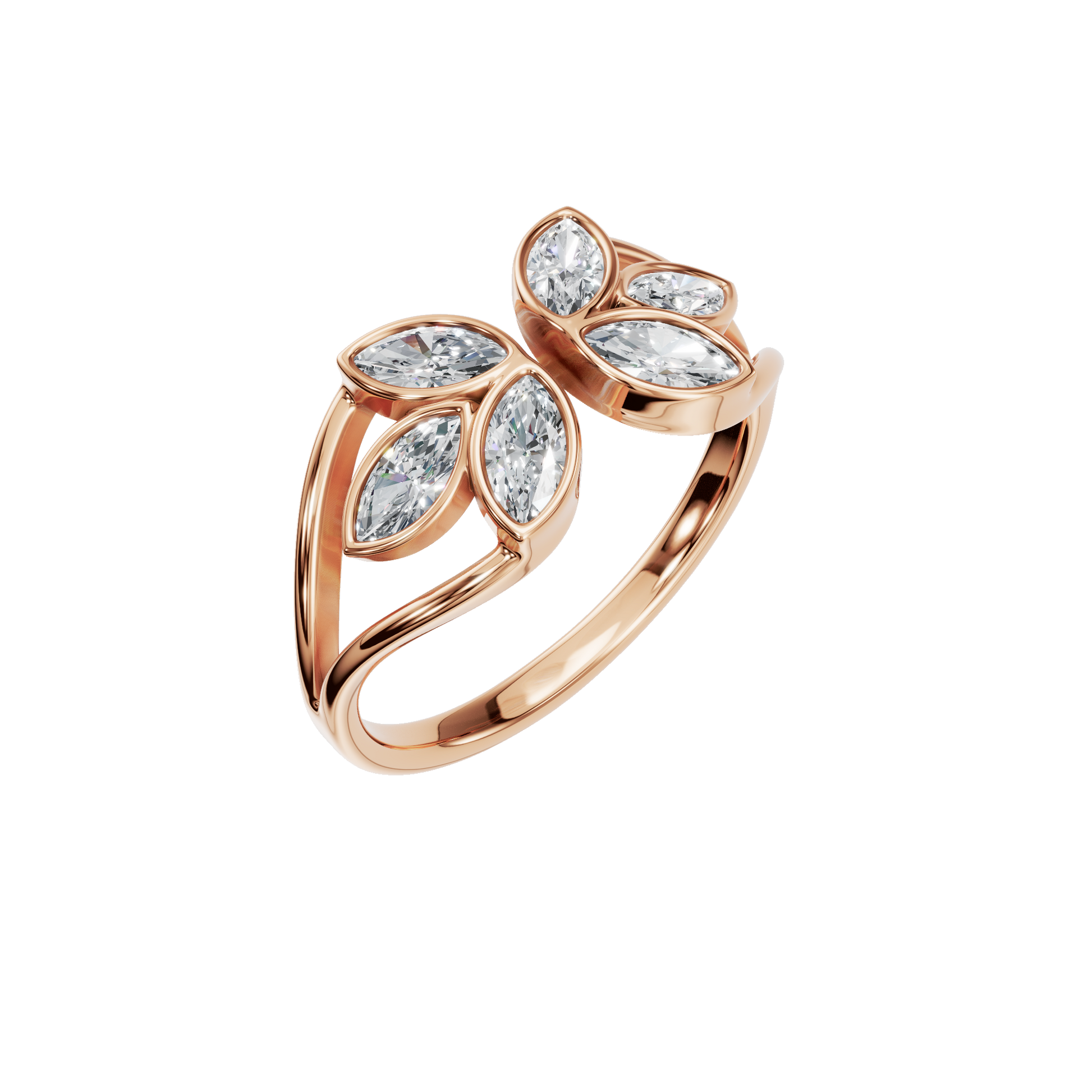 0.65 CTW Marquise Diamond Open Floral Ring