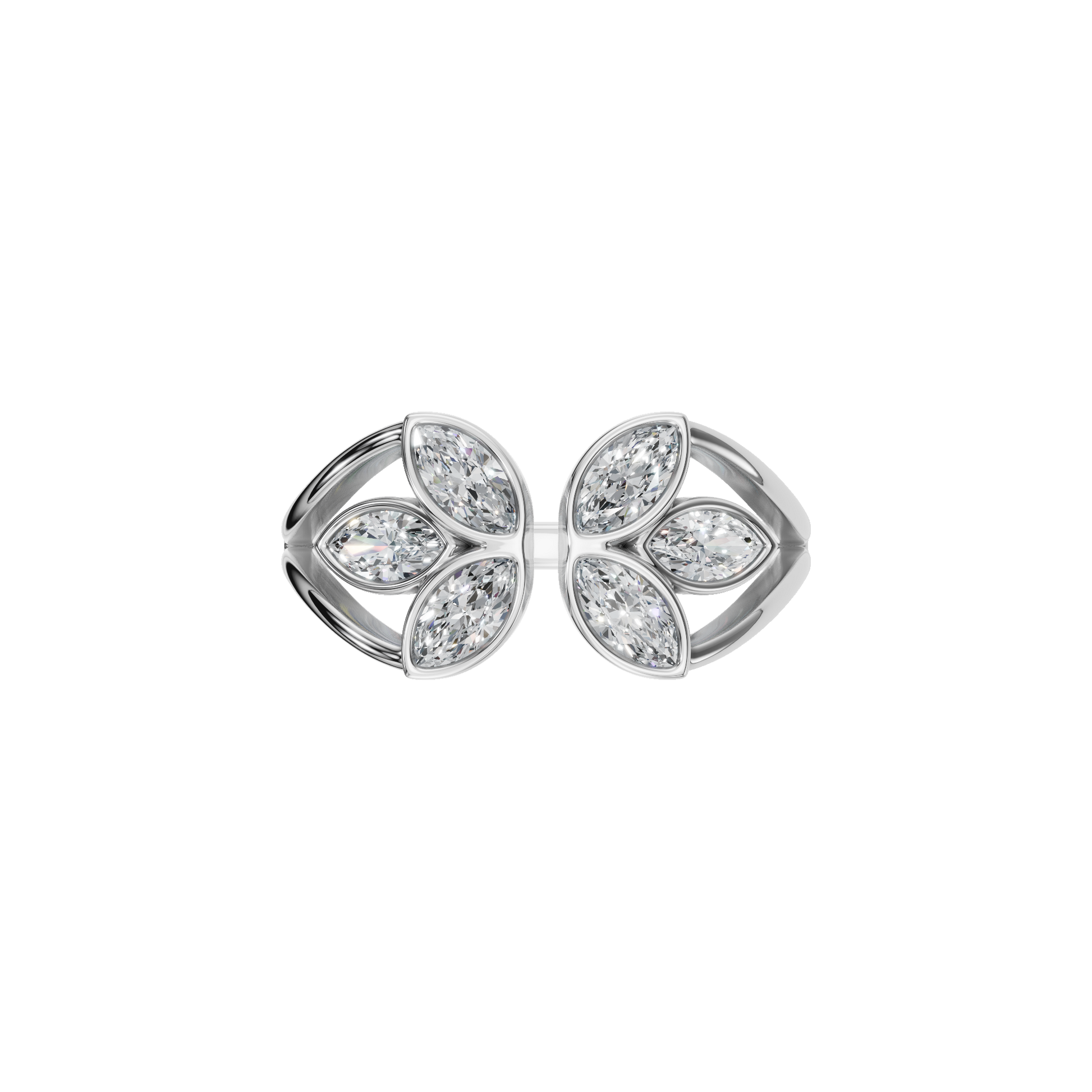 0.65 CTW Marquise Diamond Open Floral Ring