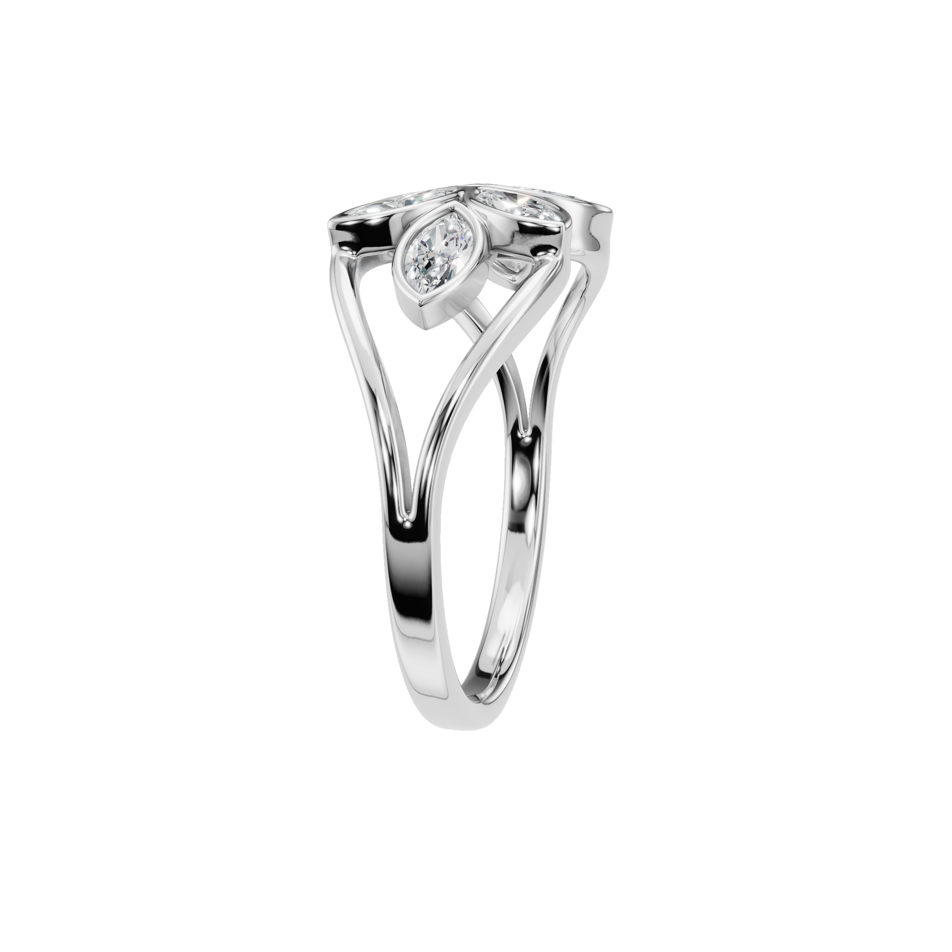 0.65 CTW Marquise Diamond Open Floral Ring