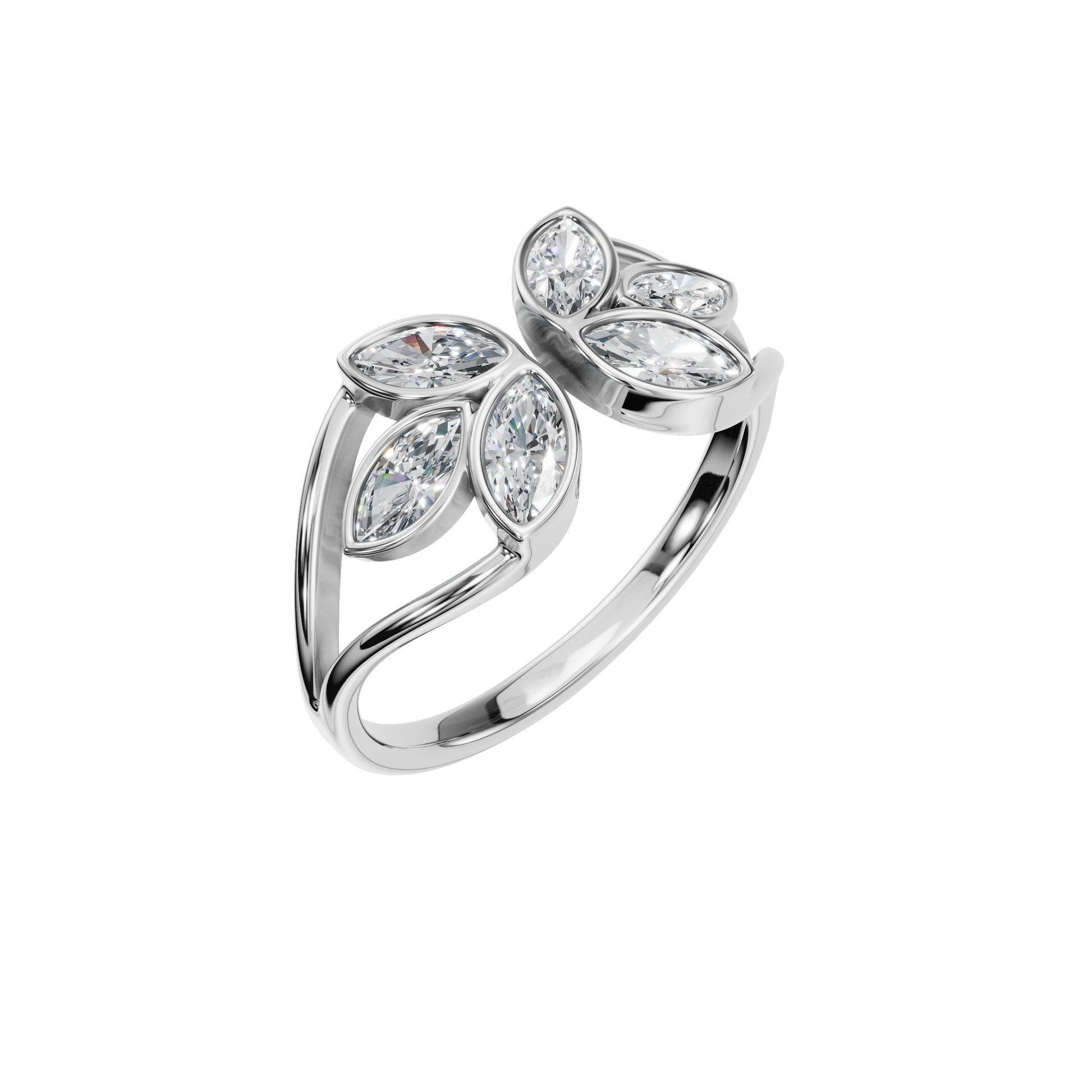 0.65 CTW Marquise Diamond Open Floral Ring