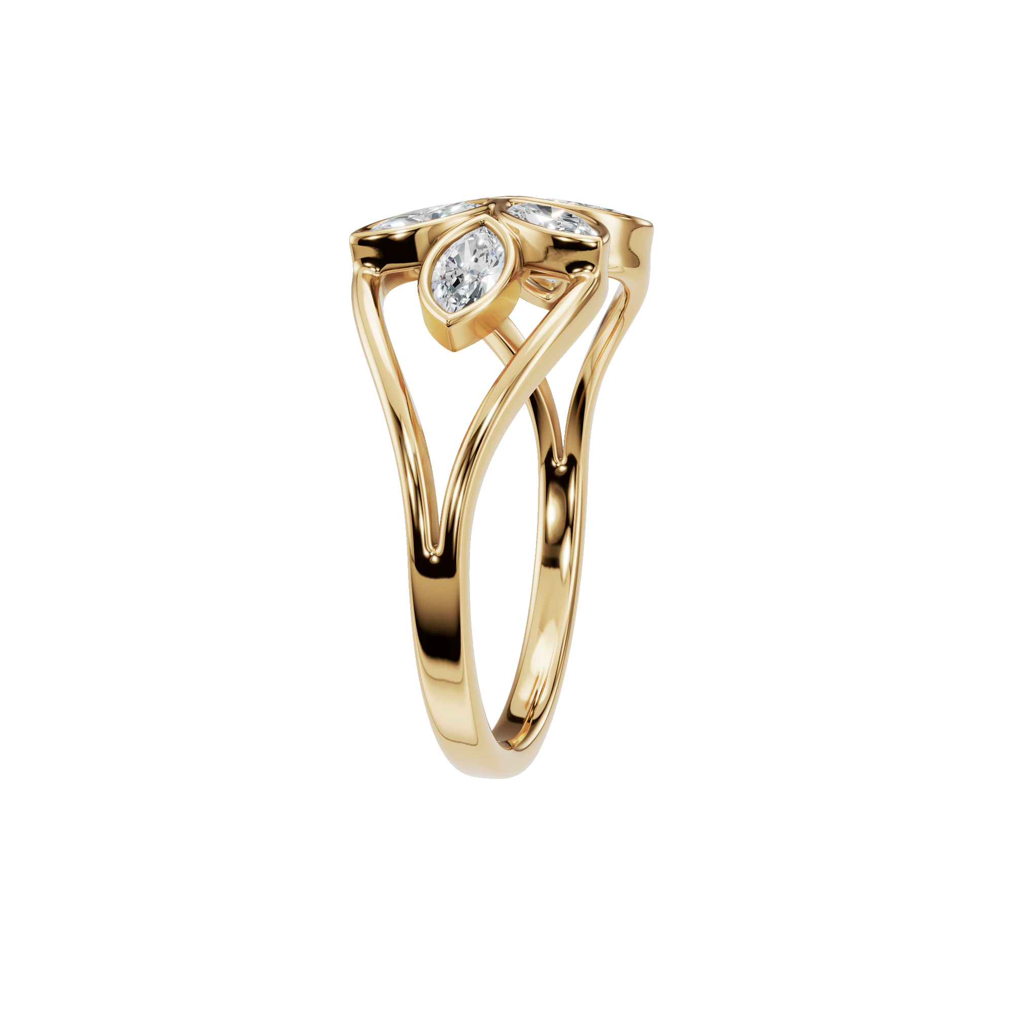 14k Gold Diamond Open Ring, Cuff Stacking Diamond Ring