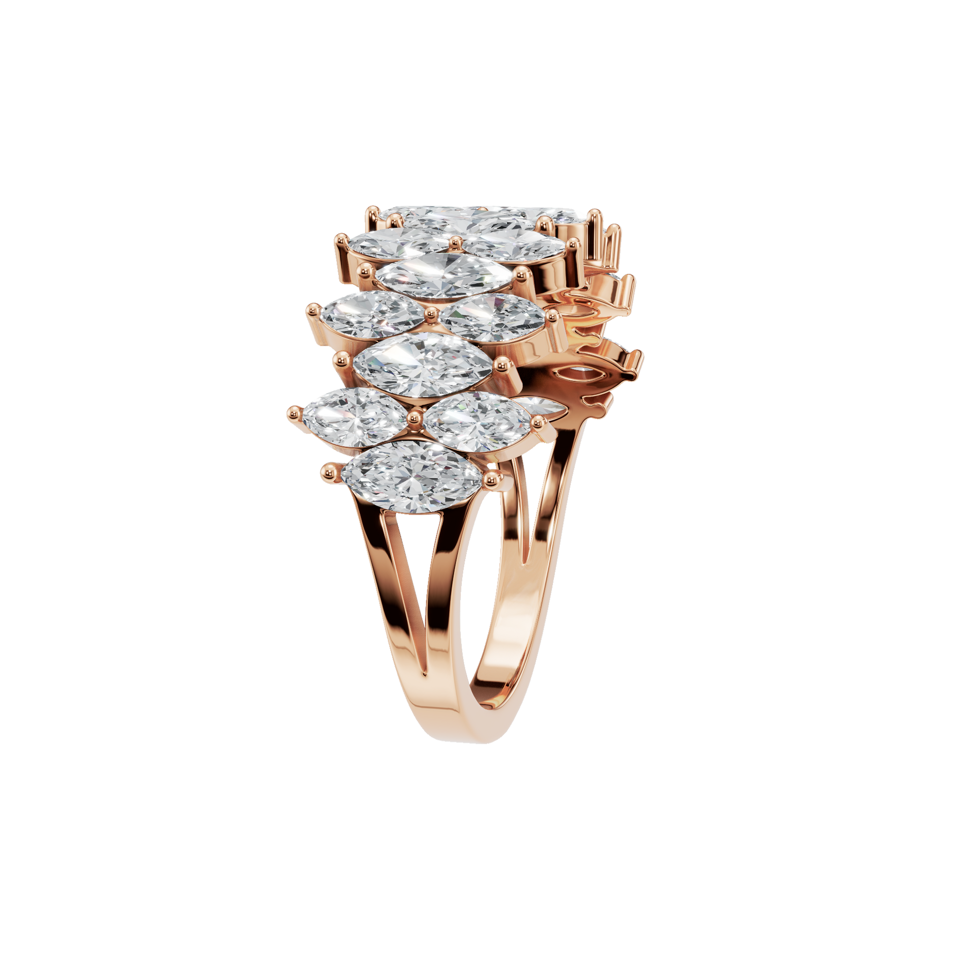 1.75Ct Marquise Diamond Statement Ring in Gold | Luxury Multi Stone Fine Jewelry Ring