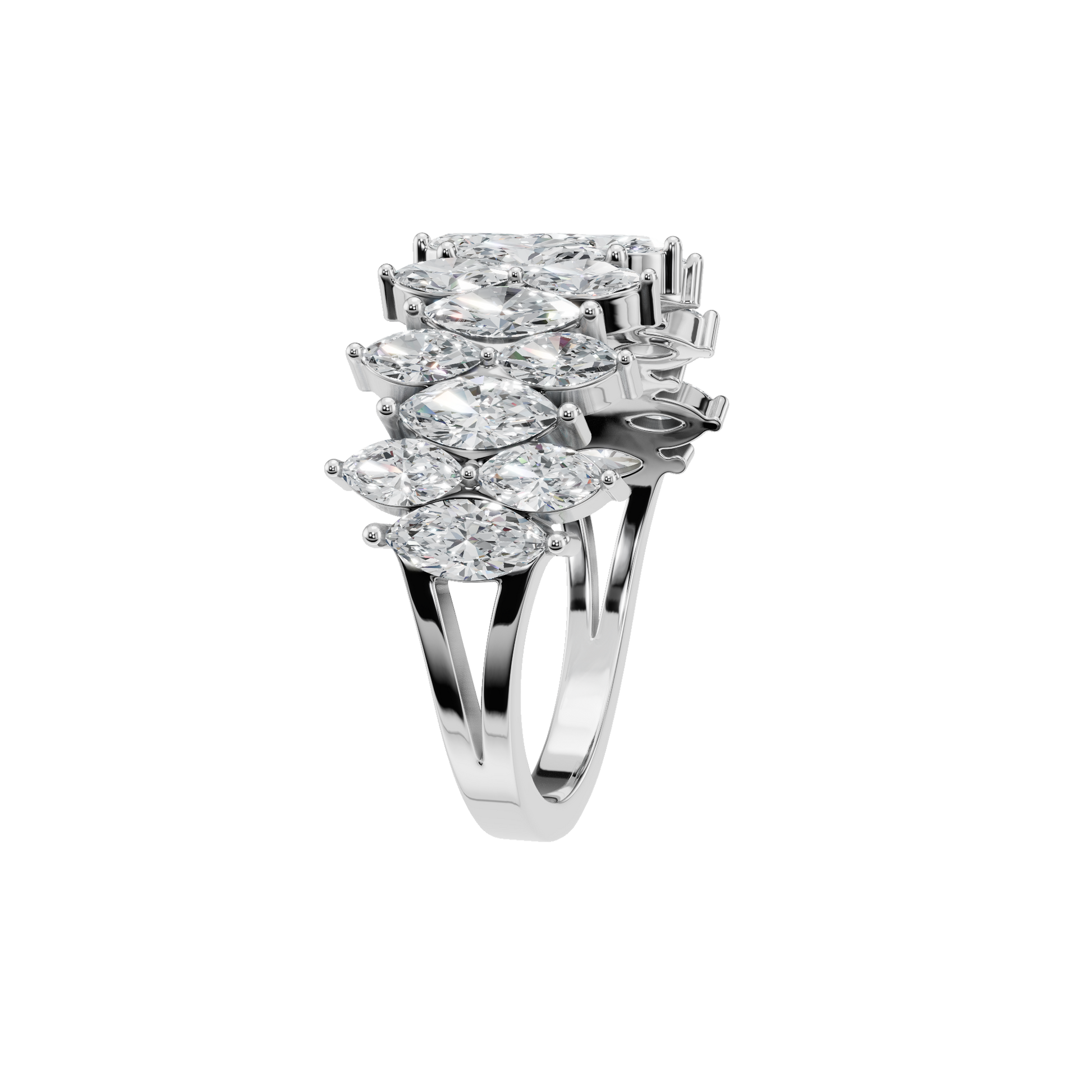 1.75Ct Marquise Diamond Statement Ring in Gold | Luxury Multi Stone Fine Jewelry Ring