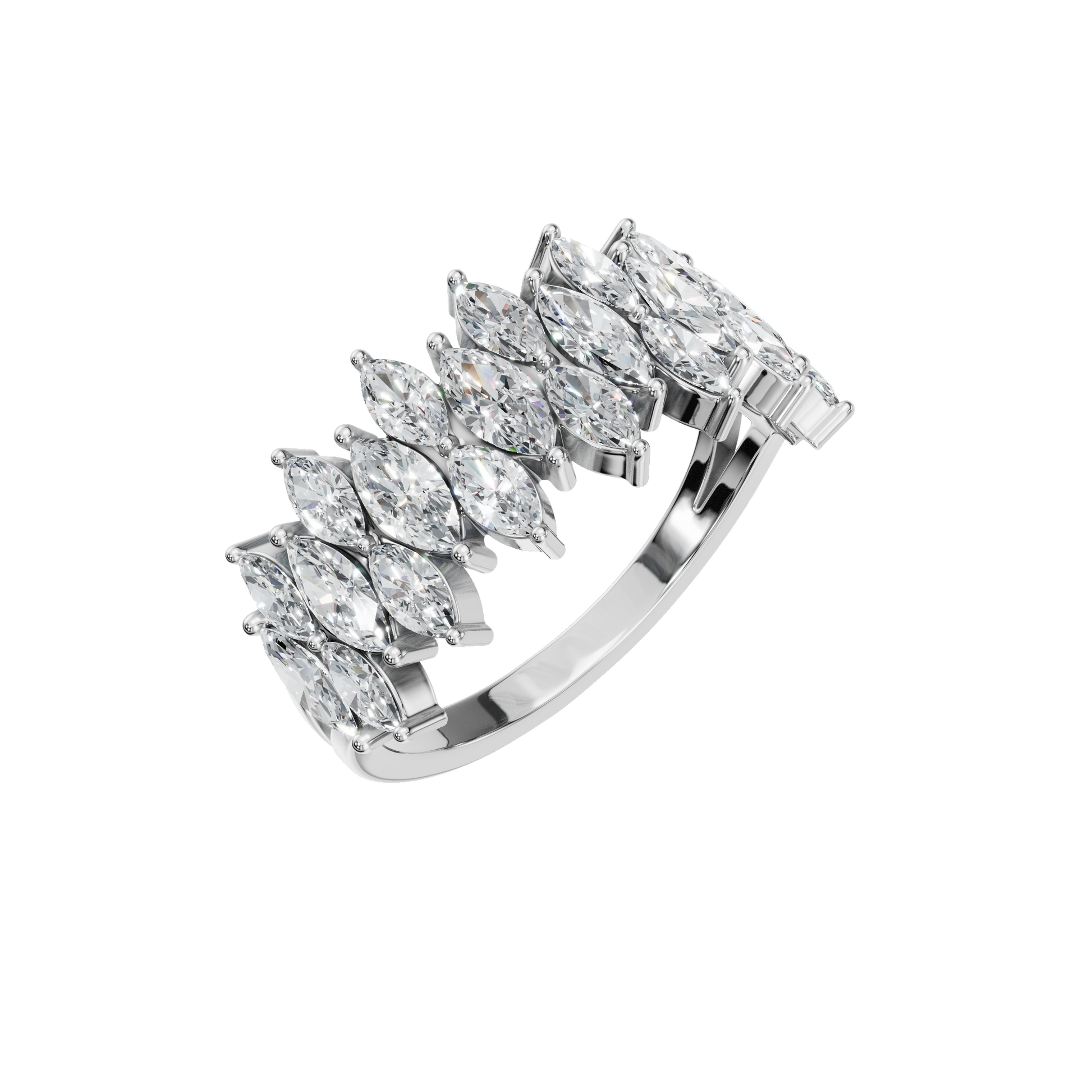 1.75Ct Marquise Diamond Statement Ring in Gold | Luxury Multi Stone Fine Jewelry Ring