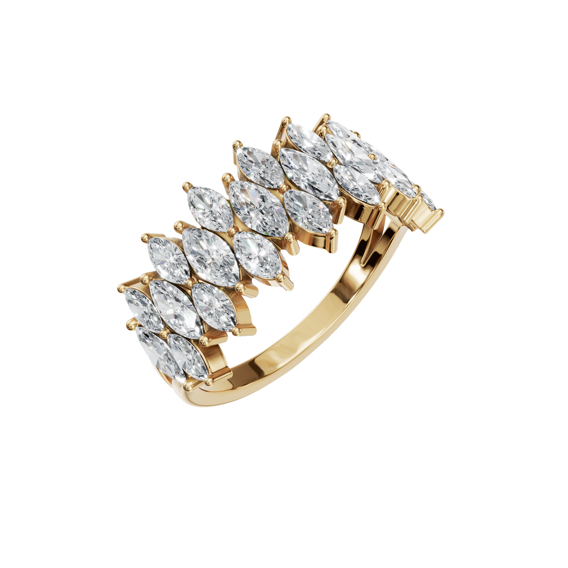 1.75Ct Marquise Diamond Statement Ring in Gold | Luxury Multi Stone Fine Jewelry Ring