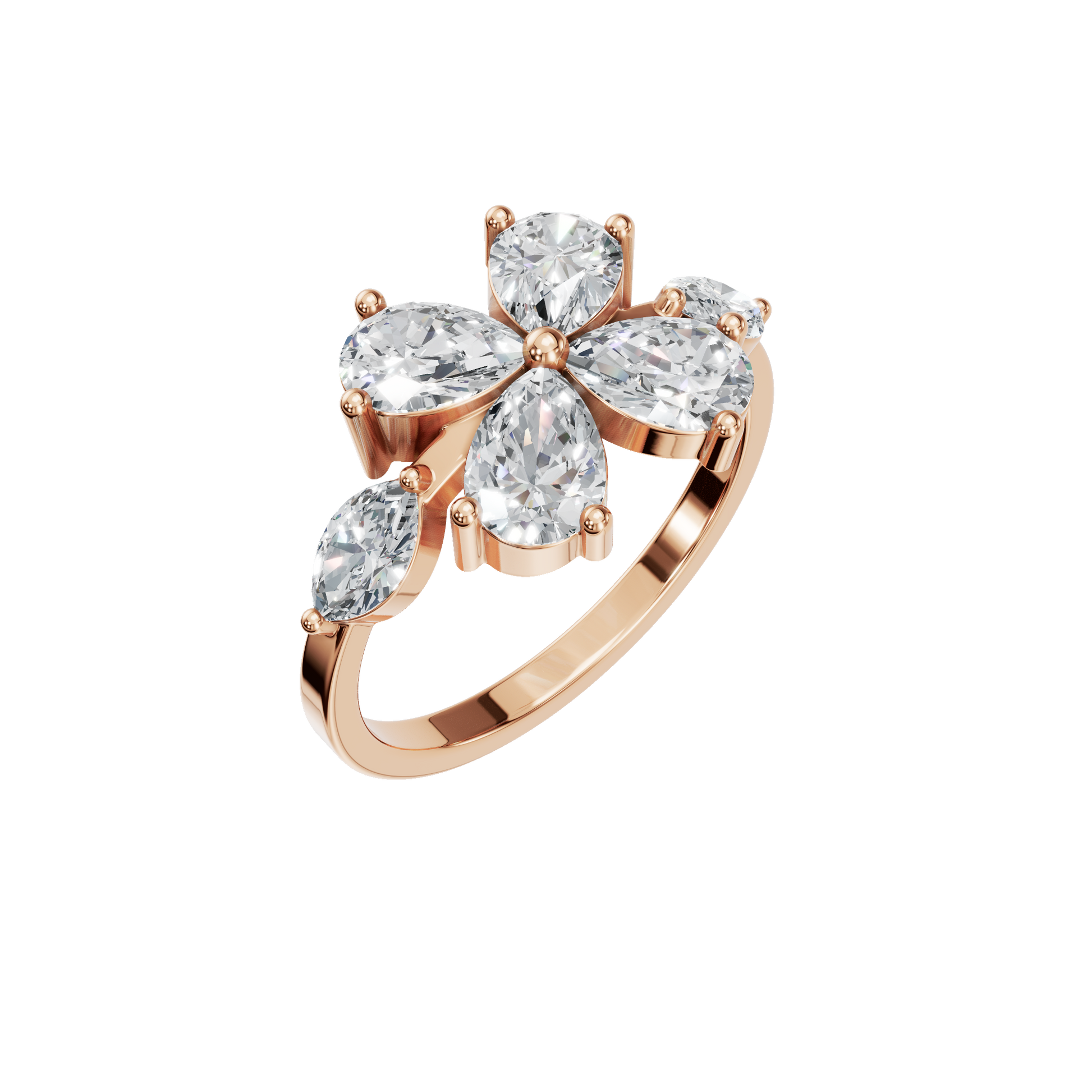 1.86 CTW Diamond Floral Ring – Marquise & Princess Cut Luxury Design
