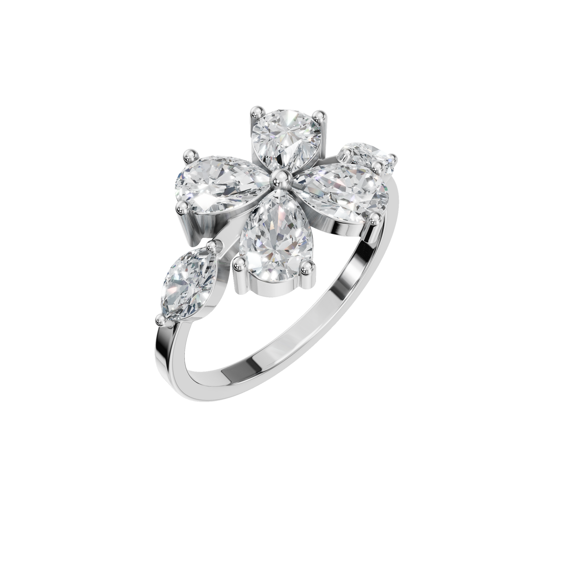 1.86 CTW Diamond Floral Ring – Marquise & Princess Cut Luxury Design