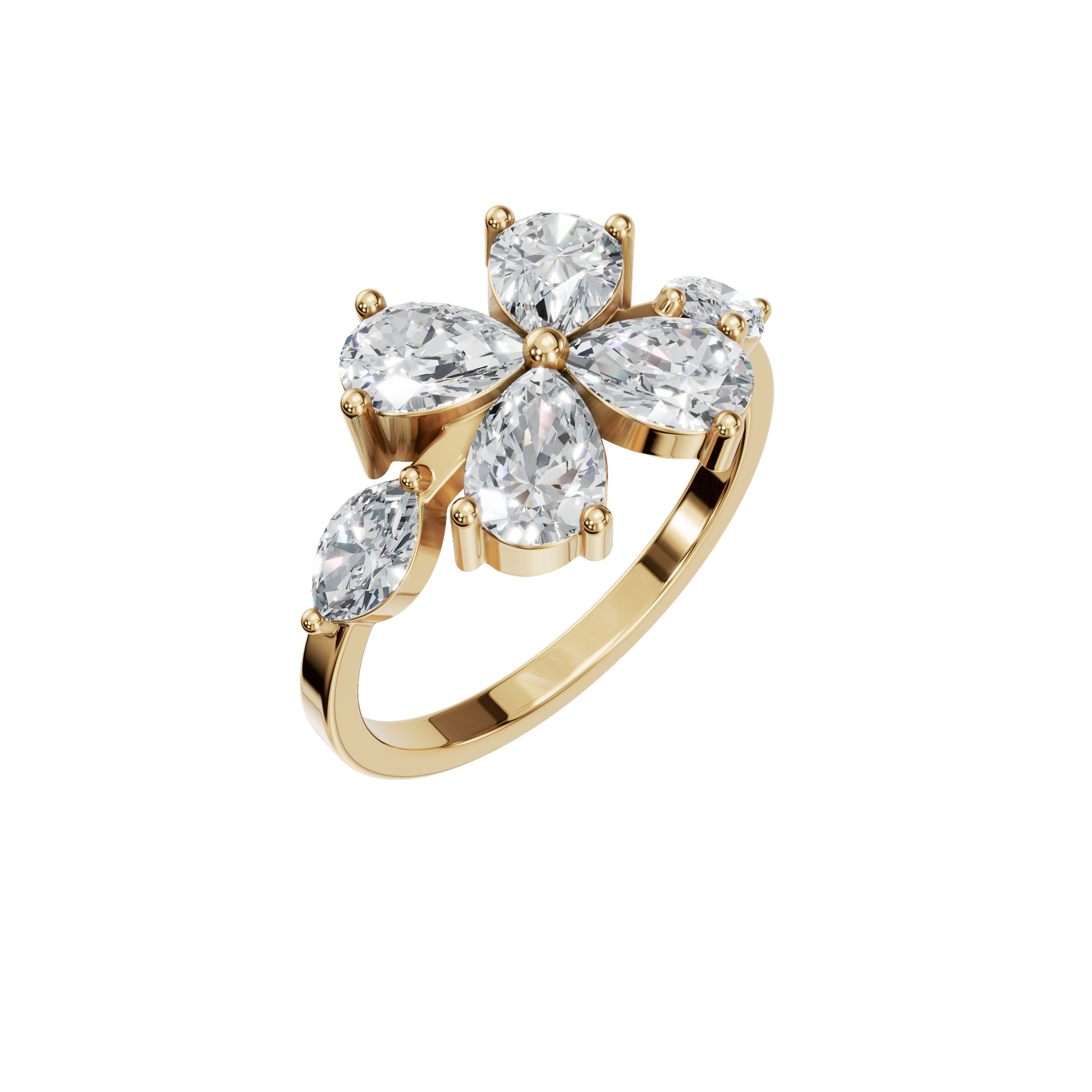 1.86 CTW Diamond Floral Ring – Marquise & Princess Cut Luxury Design