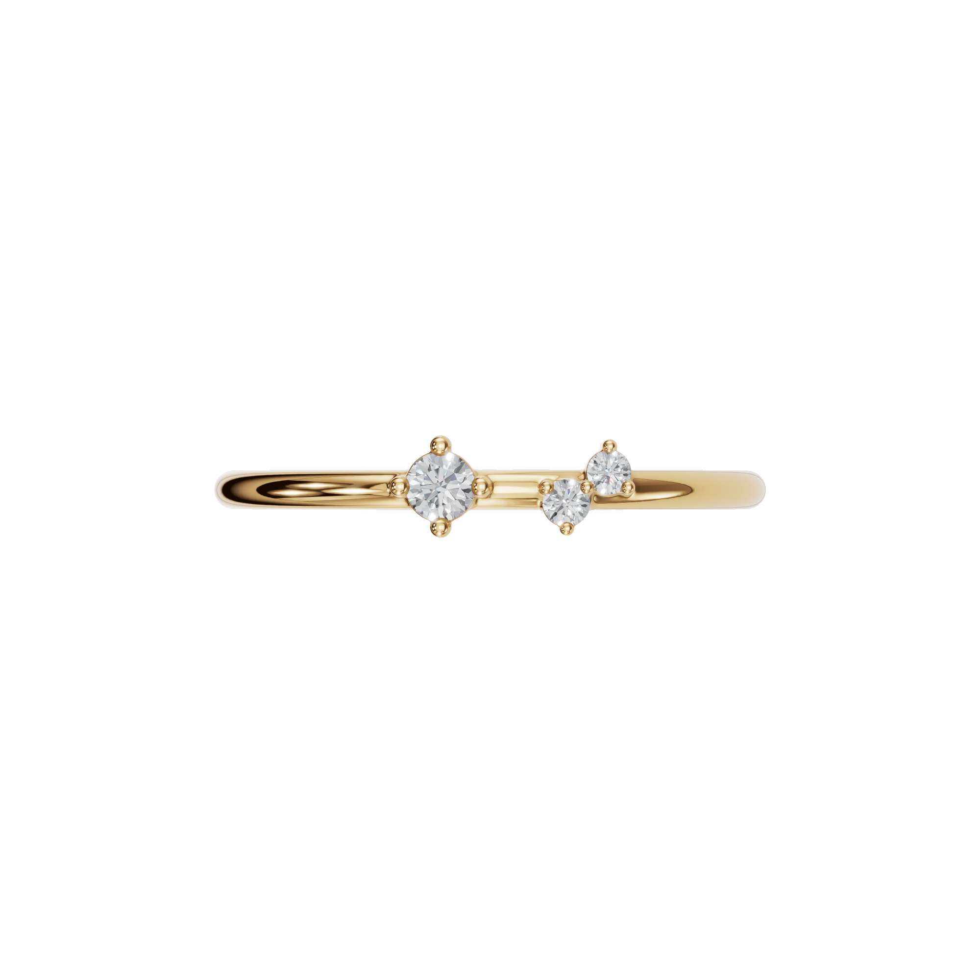 Round Diamond Three Stone Ring in Gold | Minimal Elegant Fine Jewelry Ring