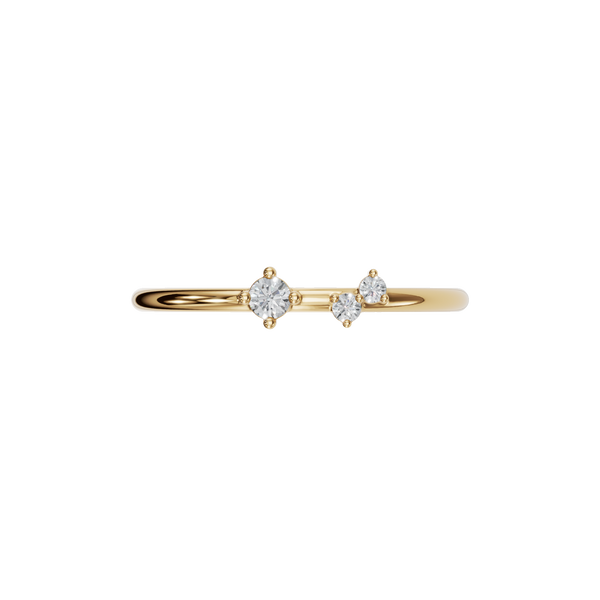 Round Brilliant Diamond Three Stone Ring in 14K Yellow Gold