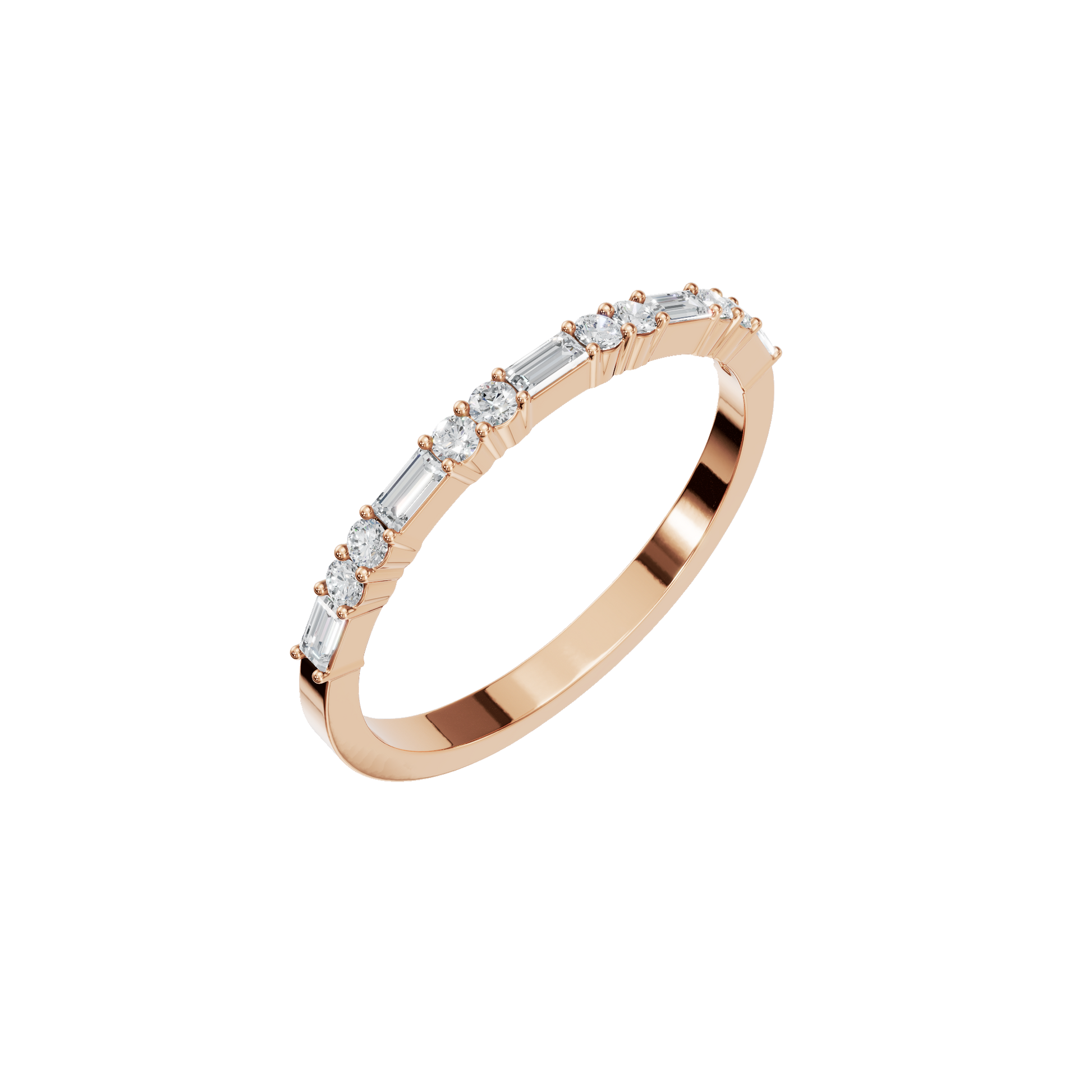 0.27 CTW Diamond Band – Alternating Baguette & Round Design