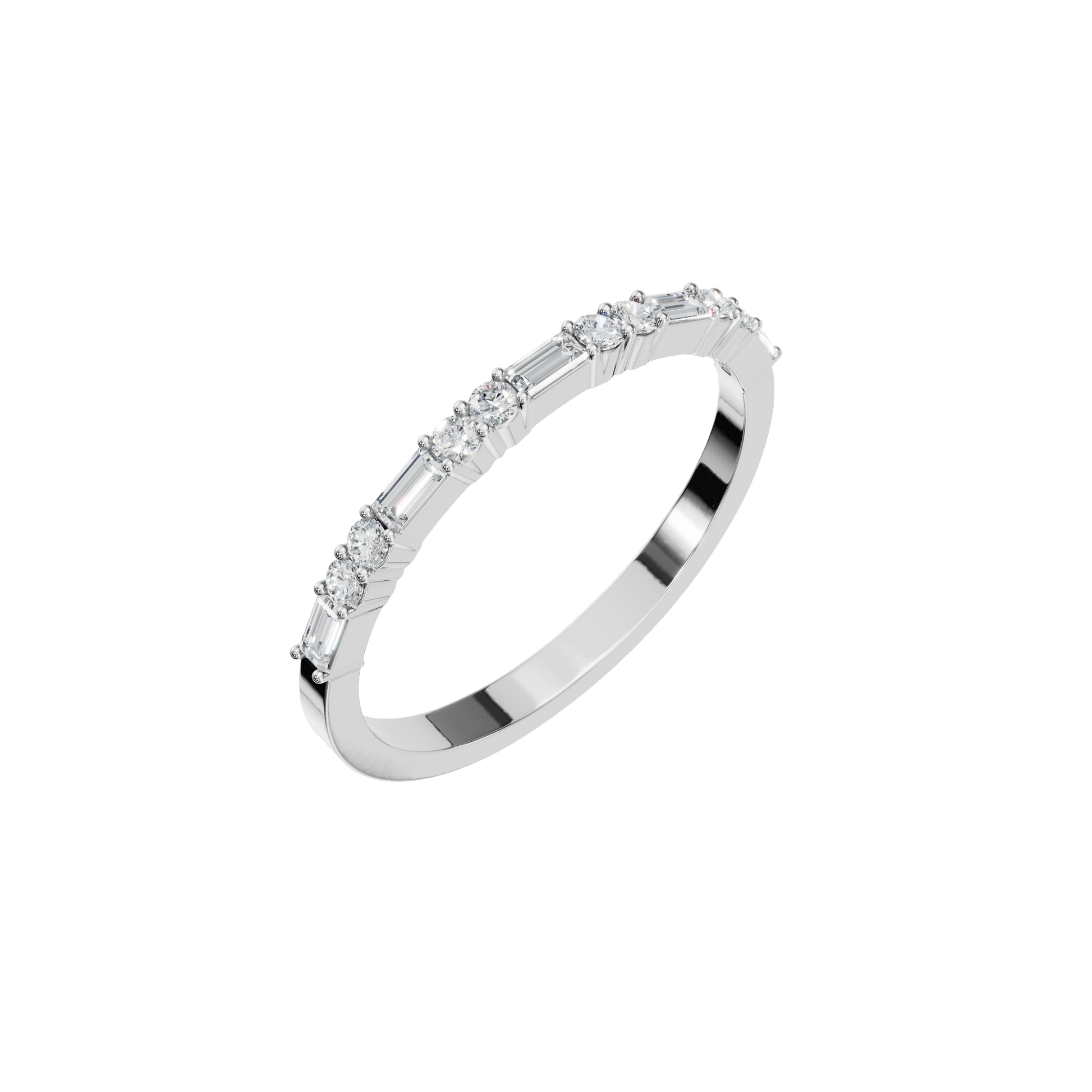 0.27 CTW Diamond Band – Alternating Baguette & Round Design