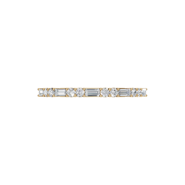 Alternating Baguette and Round Lab Diamond Wedding Band in 14K Yellow Gold
