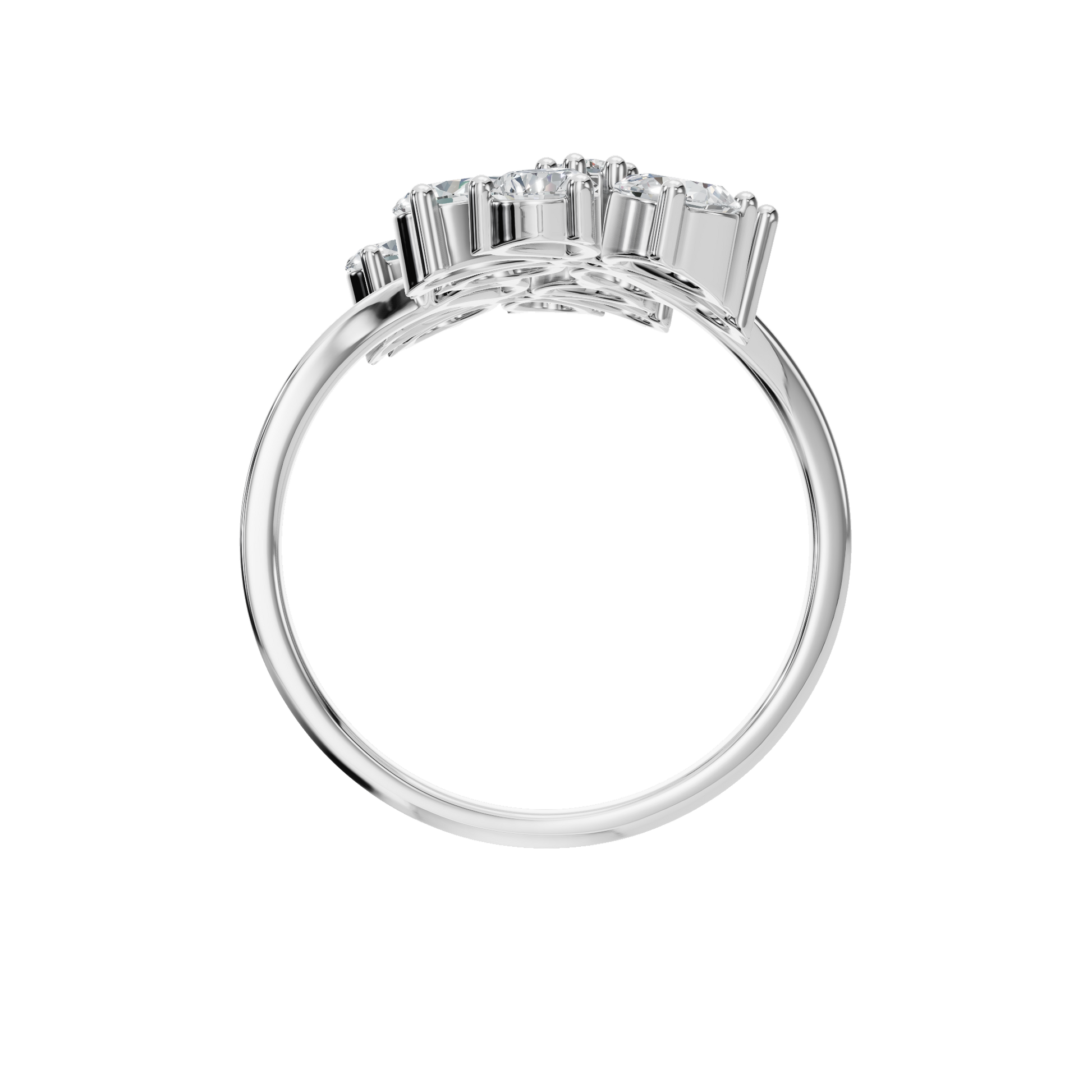 1.91Ct Round & Princess Diamond Floral Ring in Gold | Luxury Double Flower Fine Jewelry Ring