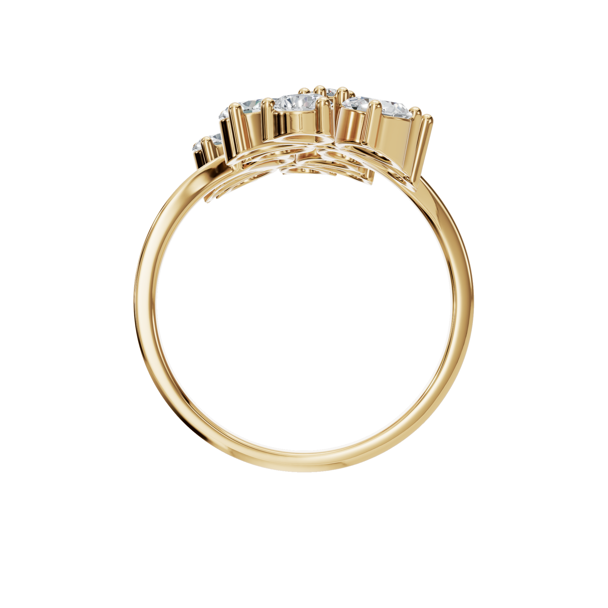 1.91Ct Round & Princess Diamond Floral Ring in Gold | Luxury Double Flower Fine Jewelry Ring