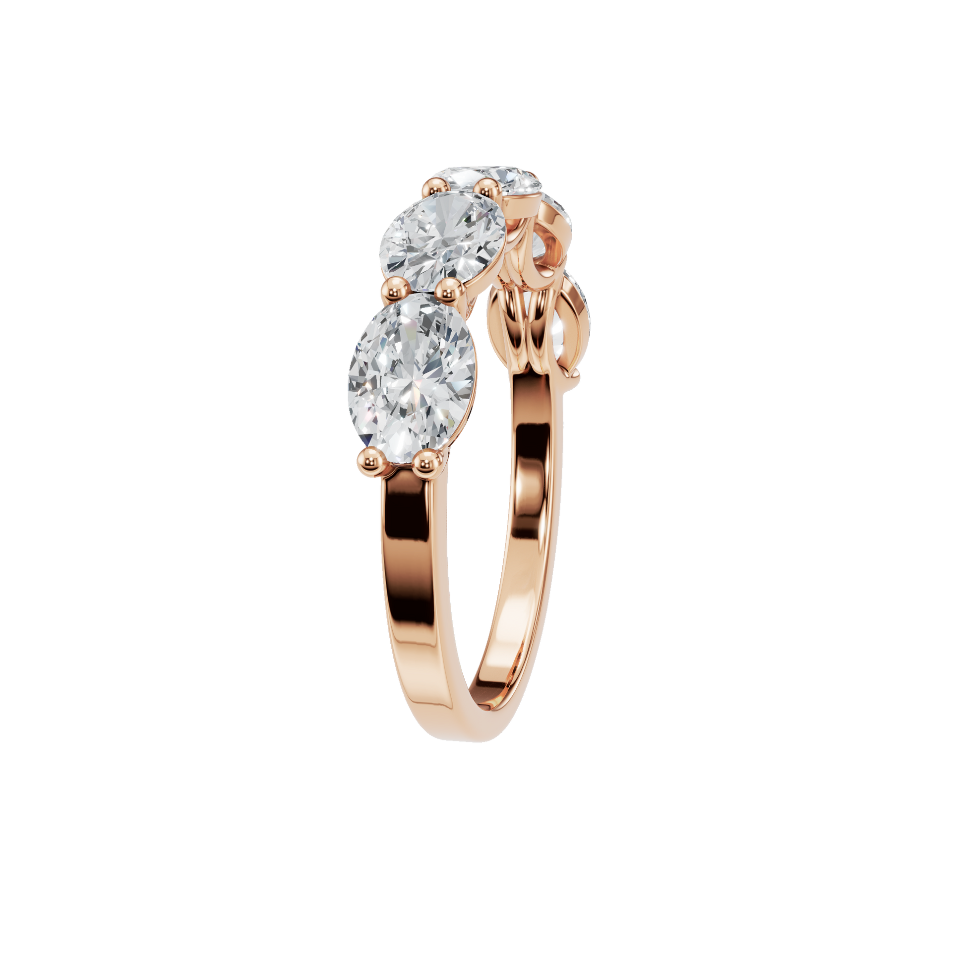 Oval Diamond Band with Round Accent Stones